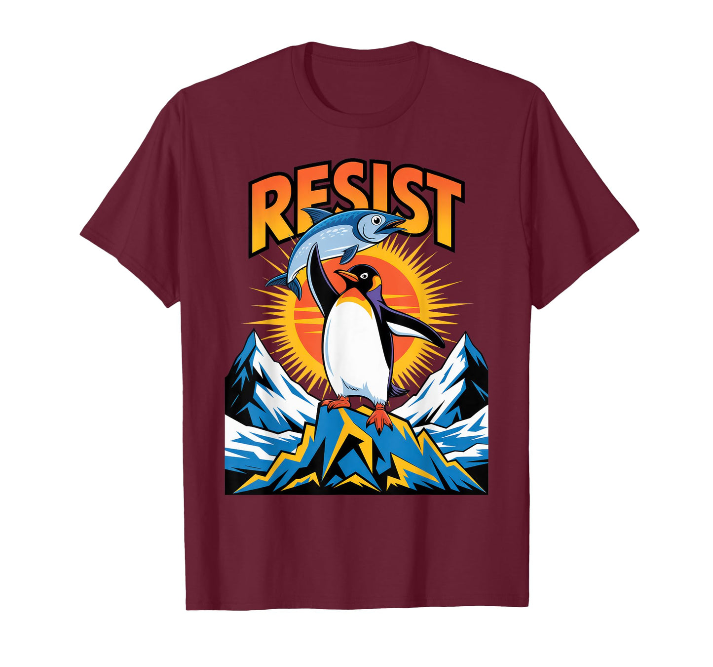 Penguins Protest Against Tariffs Funny Penguin Tariff T-Shirt