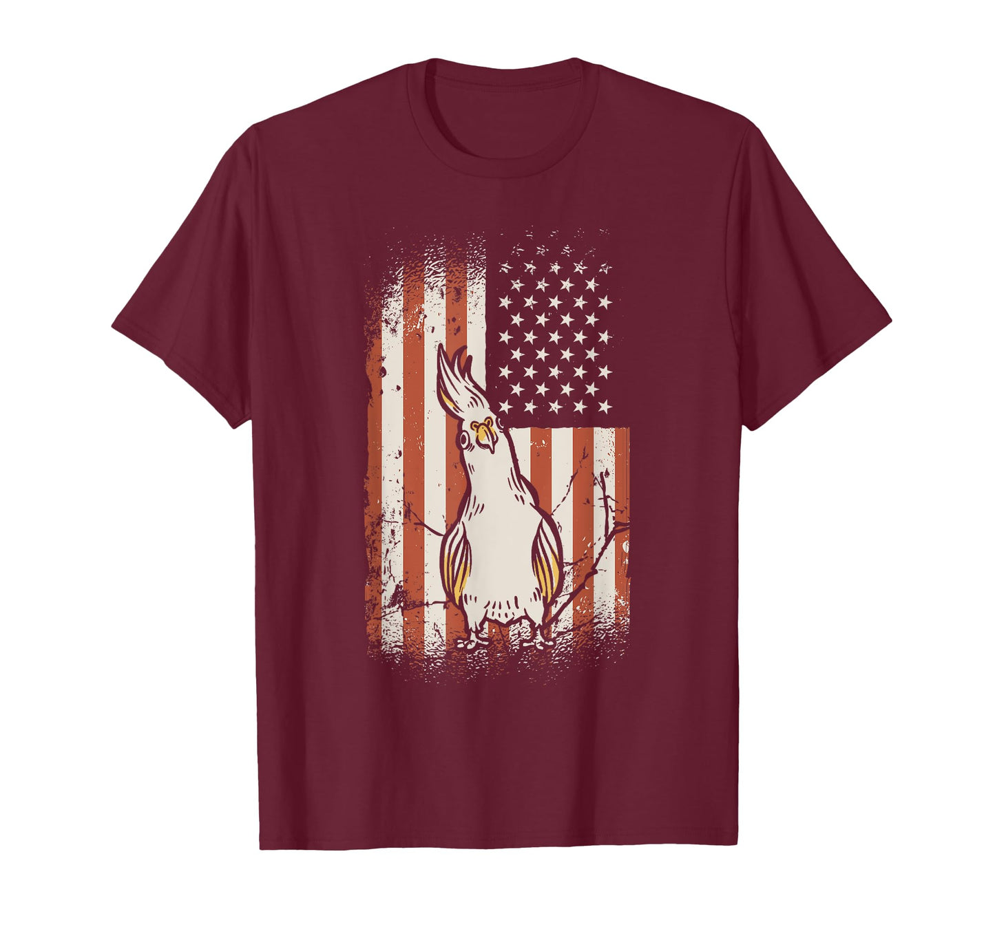 Cockatiel American Flag Bird Lover Patriotic Cockatiel T-Shirt