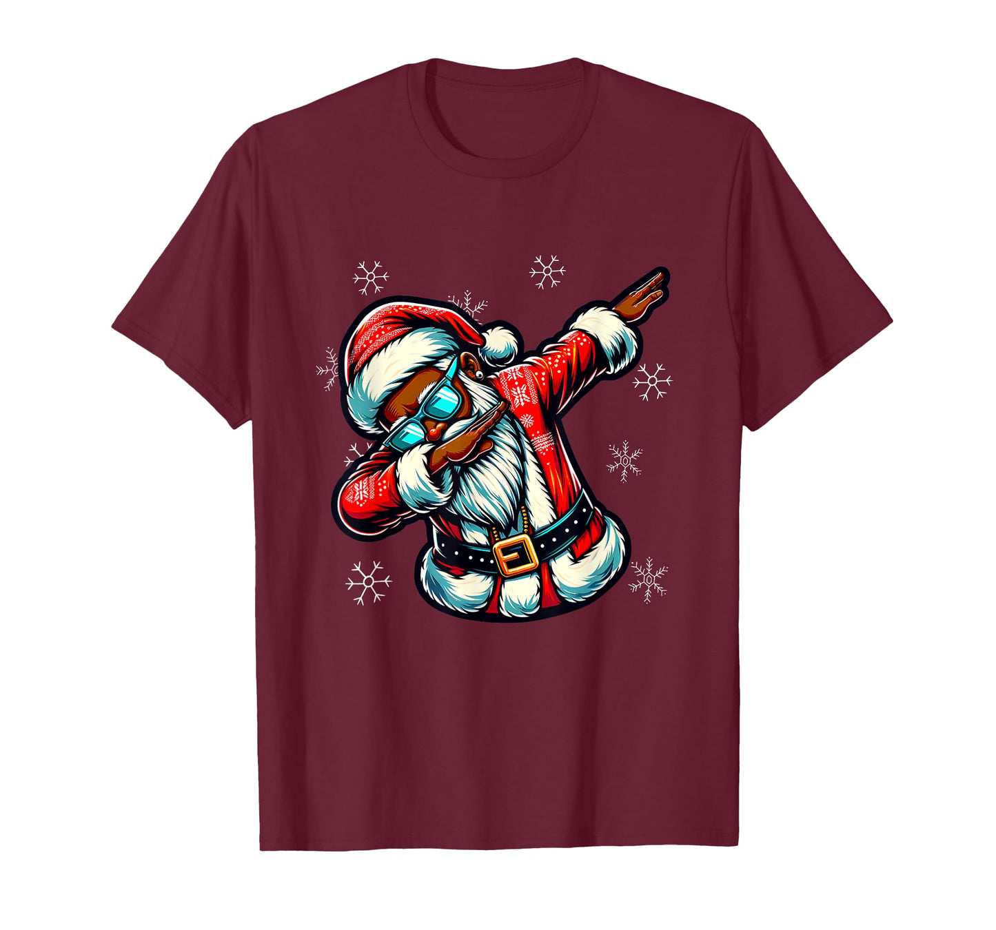 Black African American Christmas Dabbing Santa Claus PJ T-Shirt