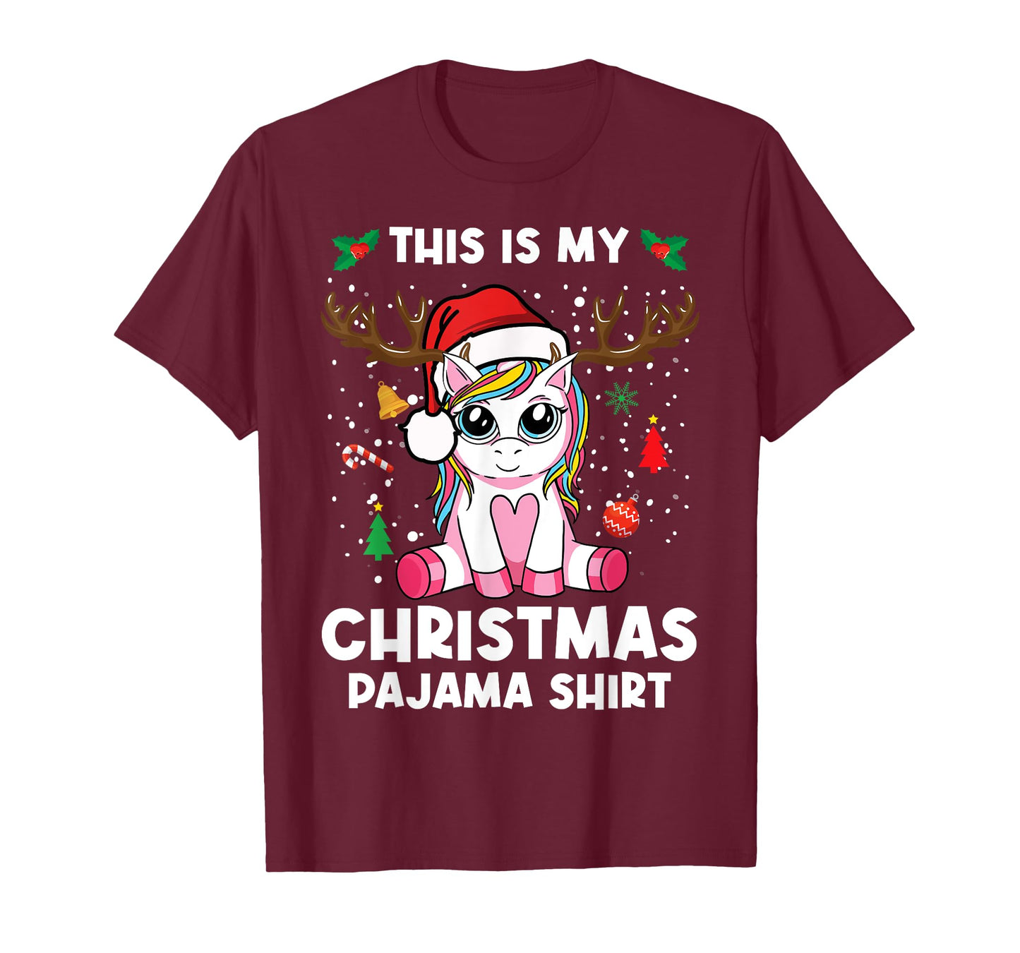 This Is My Christmas Pajama Shirt Girls Unicorn Christmas T-Shirt