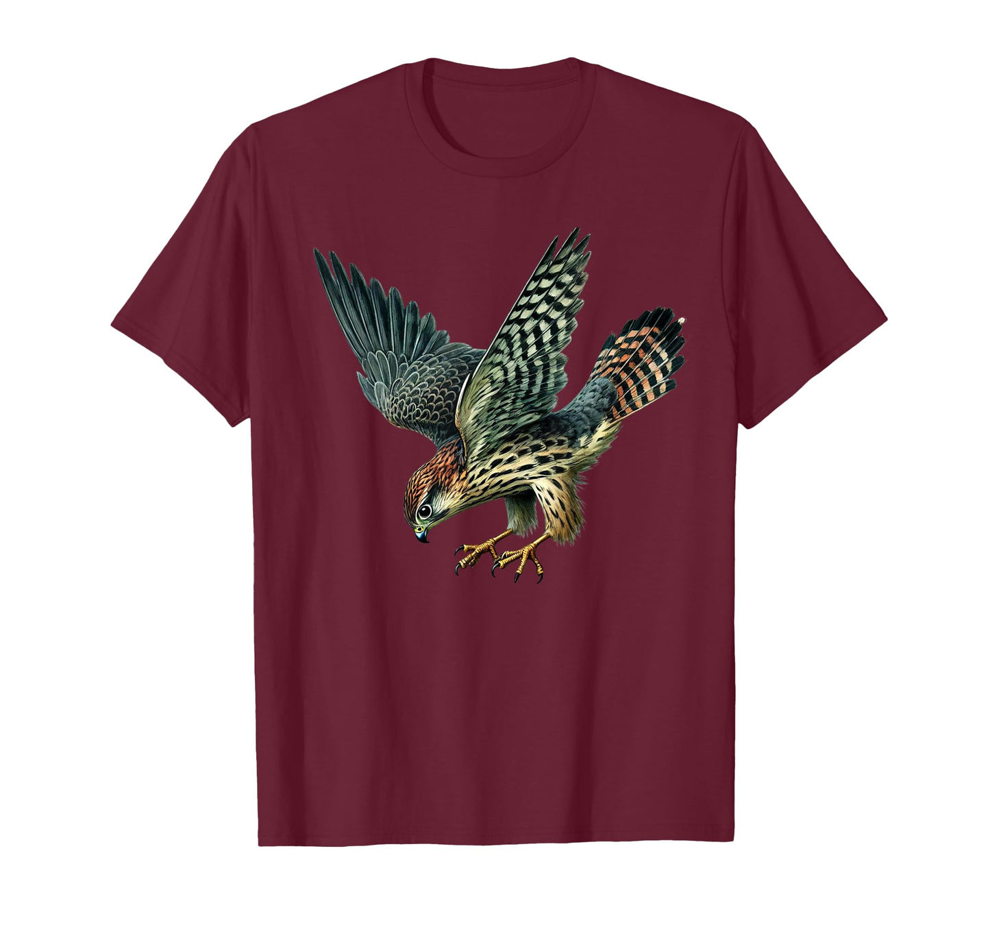 Watercolor Merlin Falcon Dive Wildlife Art T-Shirt
