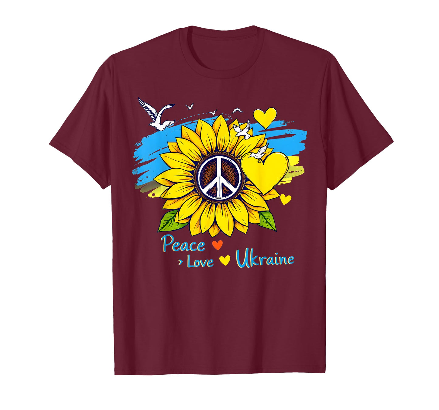 Sunflower Ukraine Flag Map Peace Love Ukraine Ukrainian T-Shirt