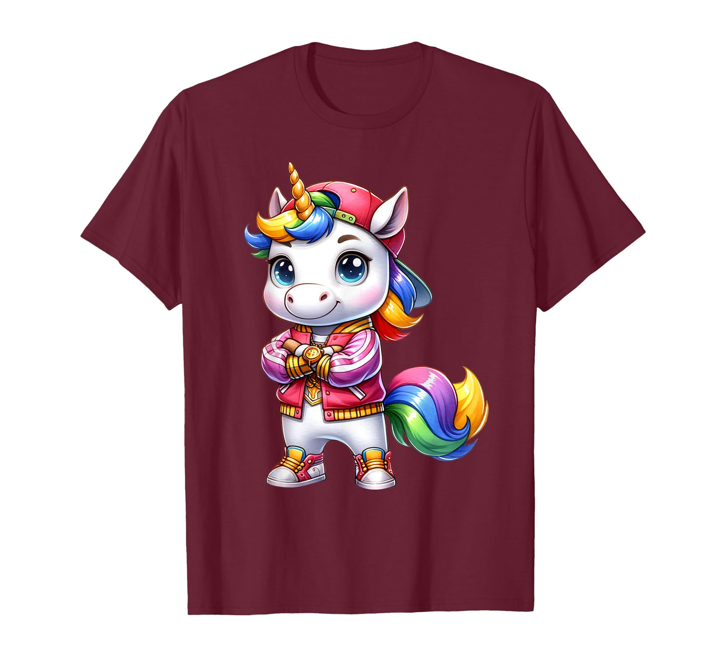 Hip Hop Unicorn Rainbow Swag Kids Fun T-Shirt