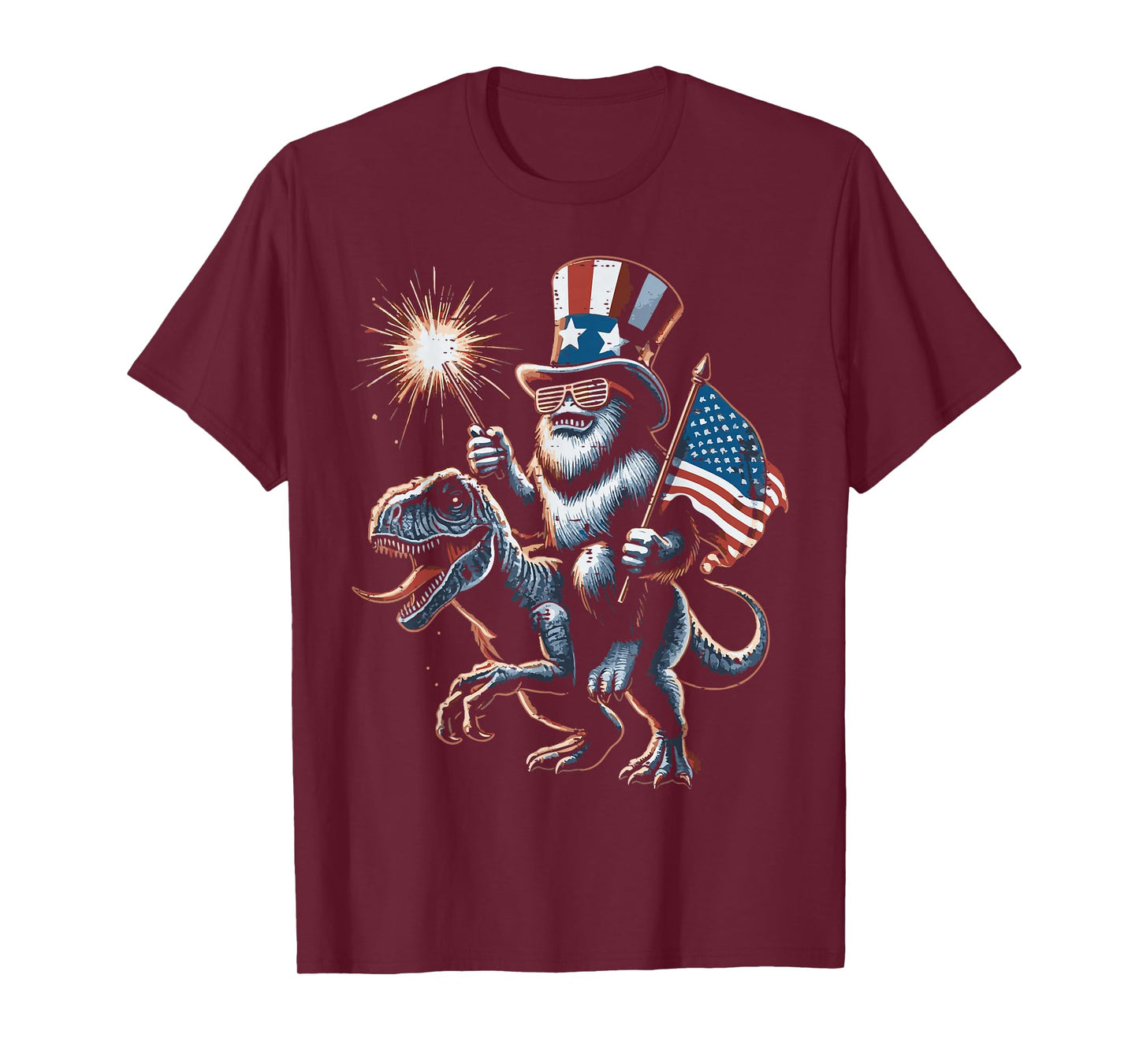 4th Of July Bigfoot Dino Trex American Boys Kids Youth T-Shirt