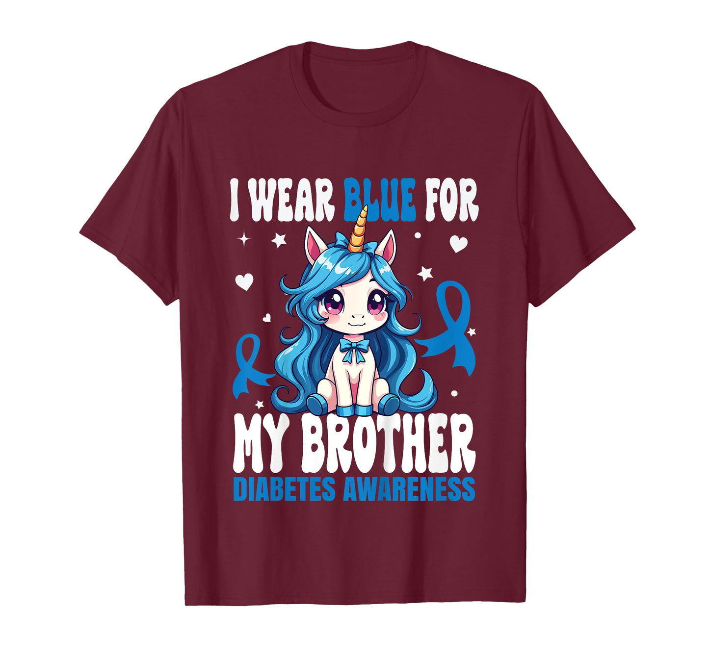 Kids I Wear Blue For My Brother Diabetes Awareness T1D Diabetes T-Shirt
