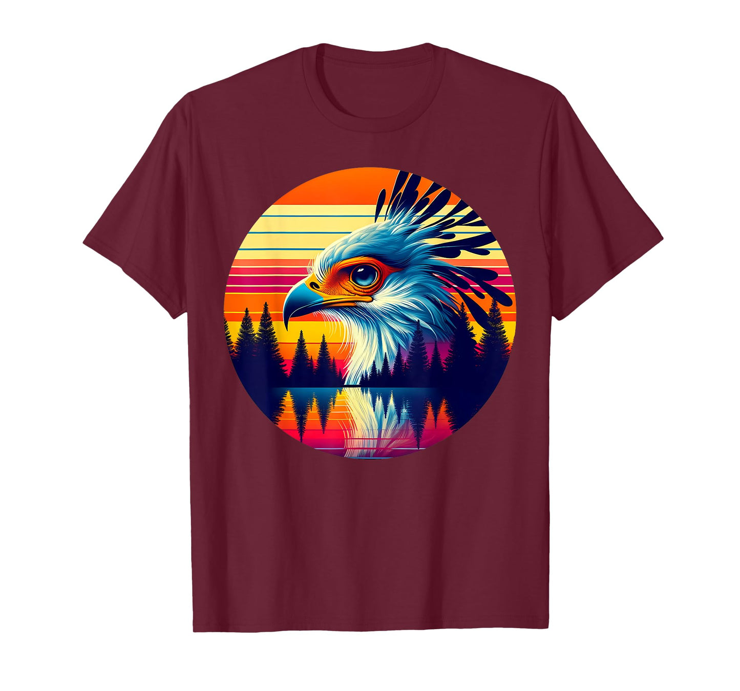 Secretary Bird Sunset Retro Style Safari Vintage 70s T-Shirt