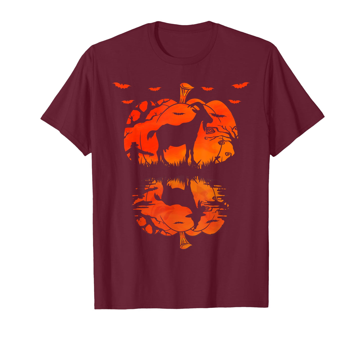 Goat Silhouette Pumpkin Halloween Funny Goat Witch T-Shirt
