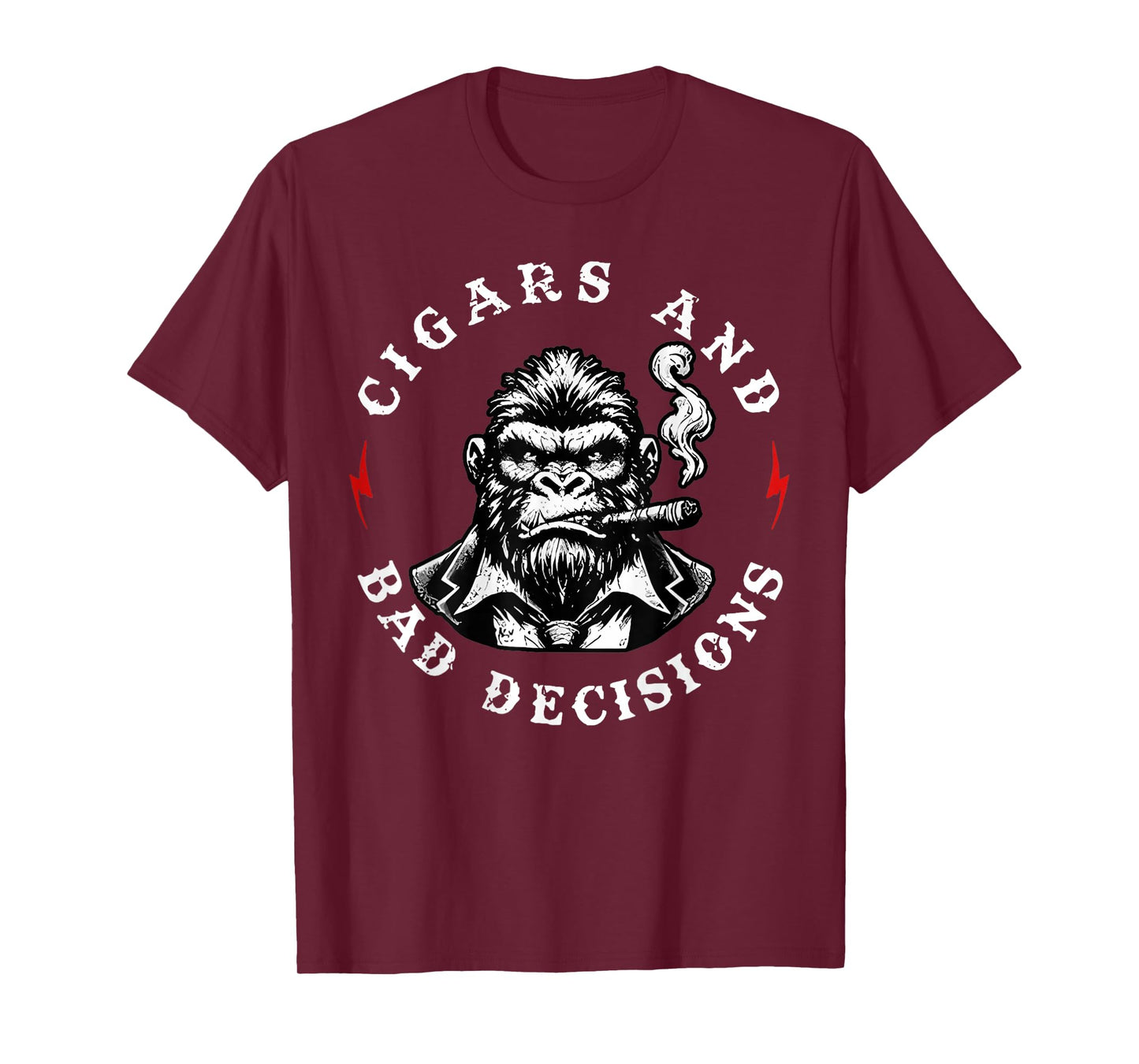 Funny Monkey Cigars And Bad Decisions (on back) T-Shirt