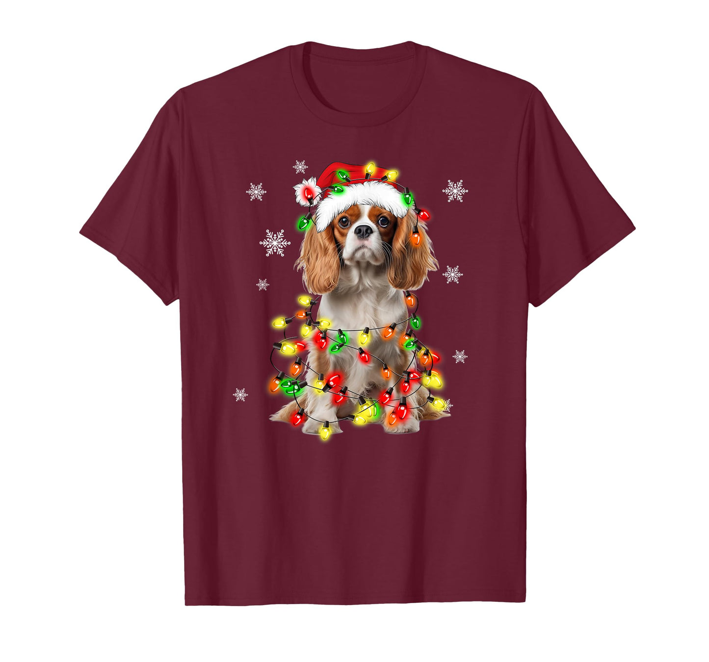 Cavalier King Charles Spaniel Dog Christmas Lights Pajama T-Shirt for Men Women Kids