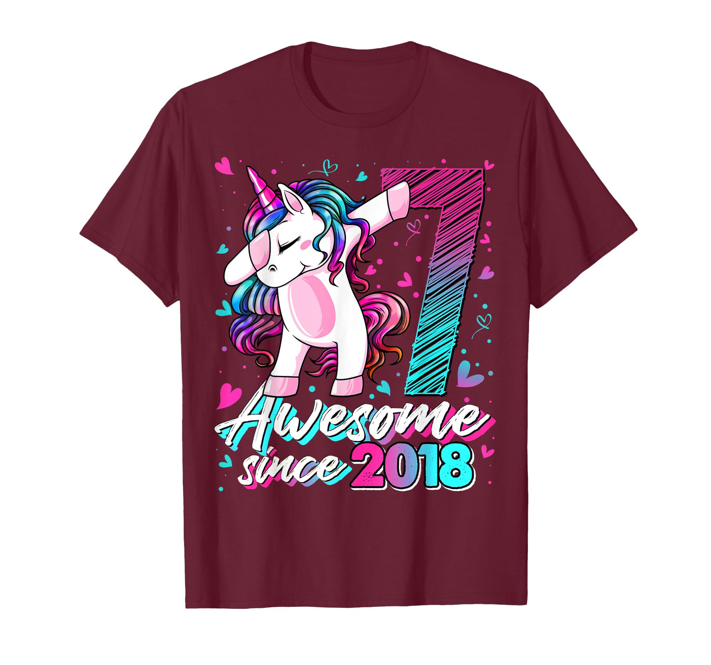 7 Year Old Unicorn Gifts For Girls 7th Birthday Girl Party T-Shirt
