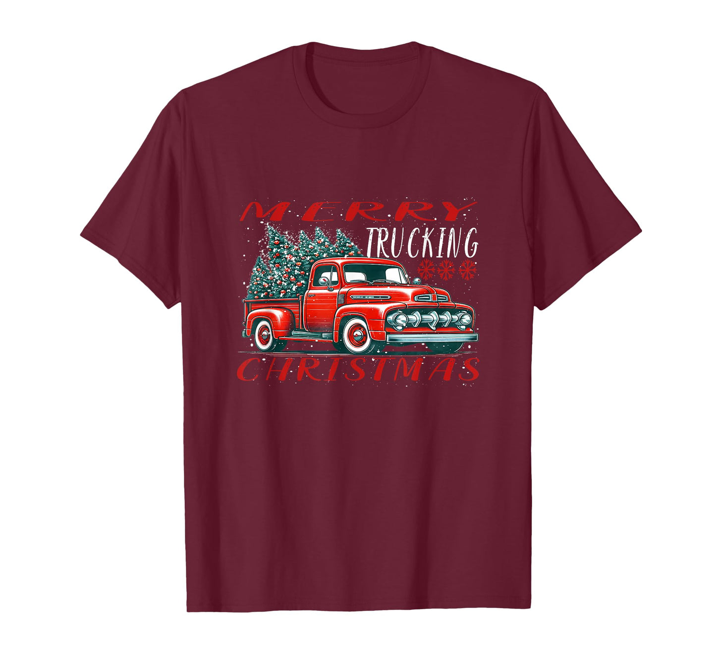 Red Retro Truck with Christmas tree T-Shirt