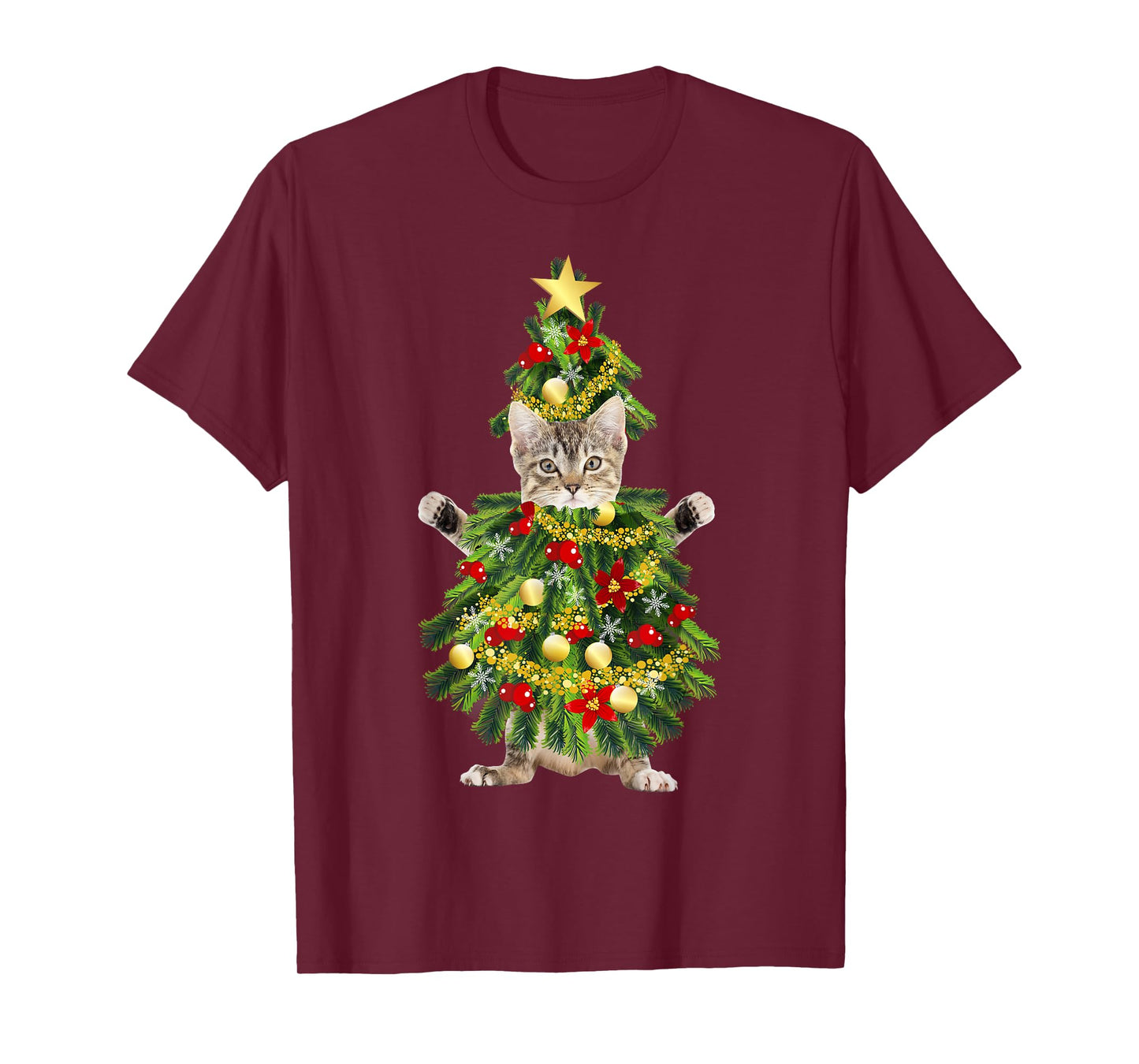 Funny Xmas Holiday Cat Christmas Tree for Cat Kitten Lovers T-Shirt for Men Women