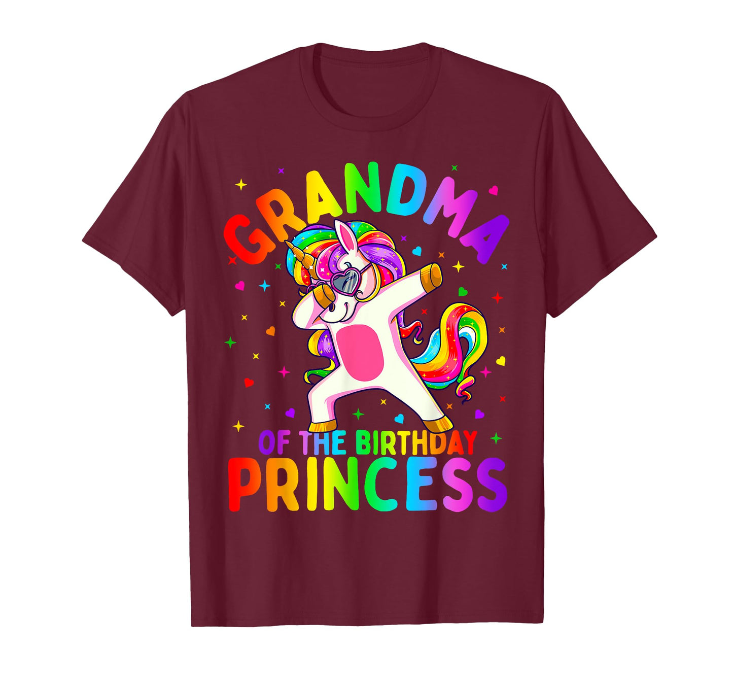 Grandma of the Birthday Princess Girl Dabbing Unicorn T-Shirt