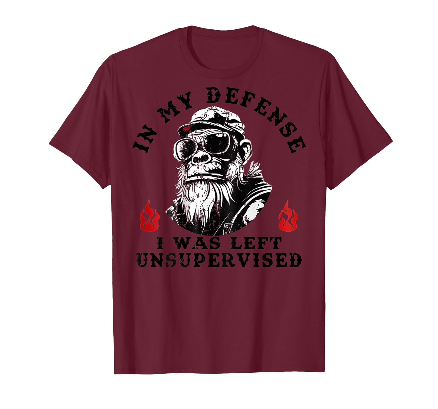 Funny Monkey In My Defense I Was Left Unsupervised (On Back) T-Shirt