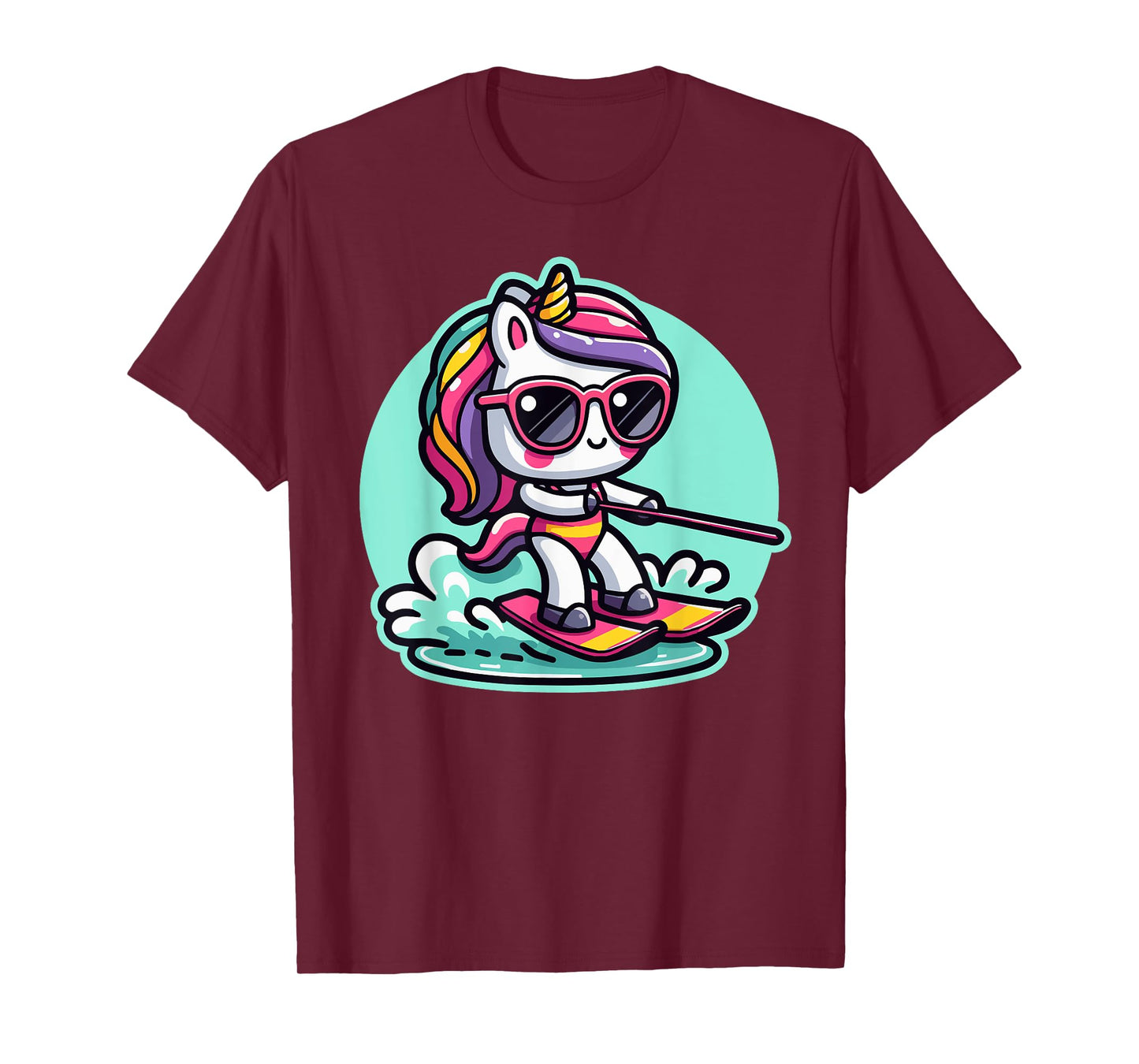 Waterski Girl Waterskier Unicorn Waterski T-Shirt