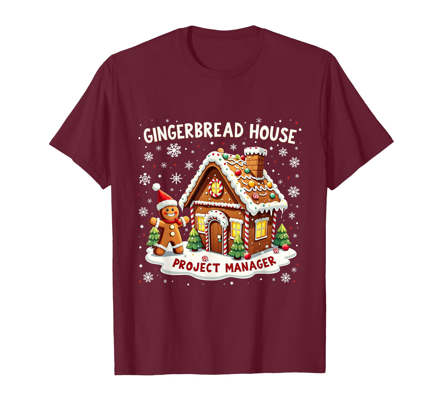 Merry Christmas Gingerbread House Project Manager Design T-Shirt