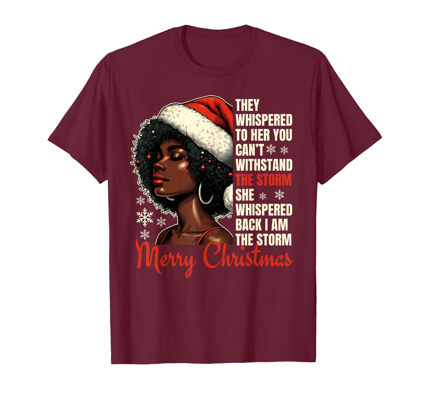 Christmas African American Black Woman Xmas Women Girls T-Shirt