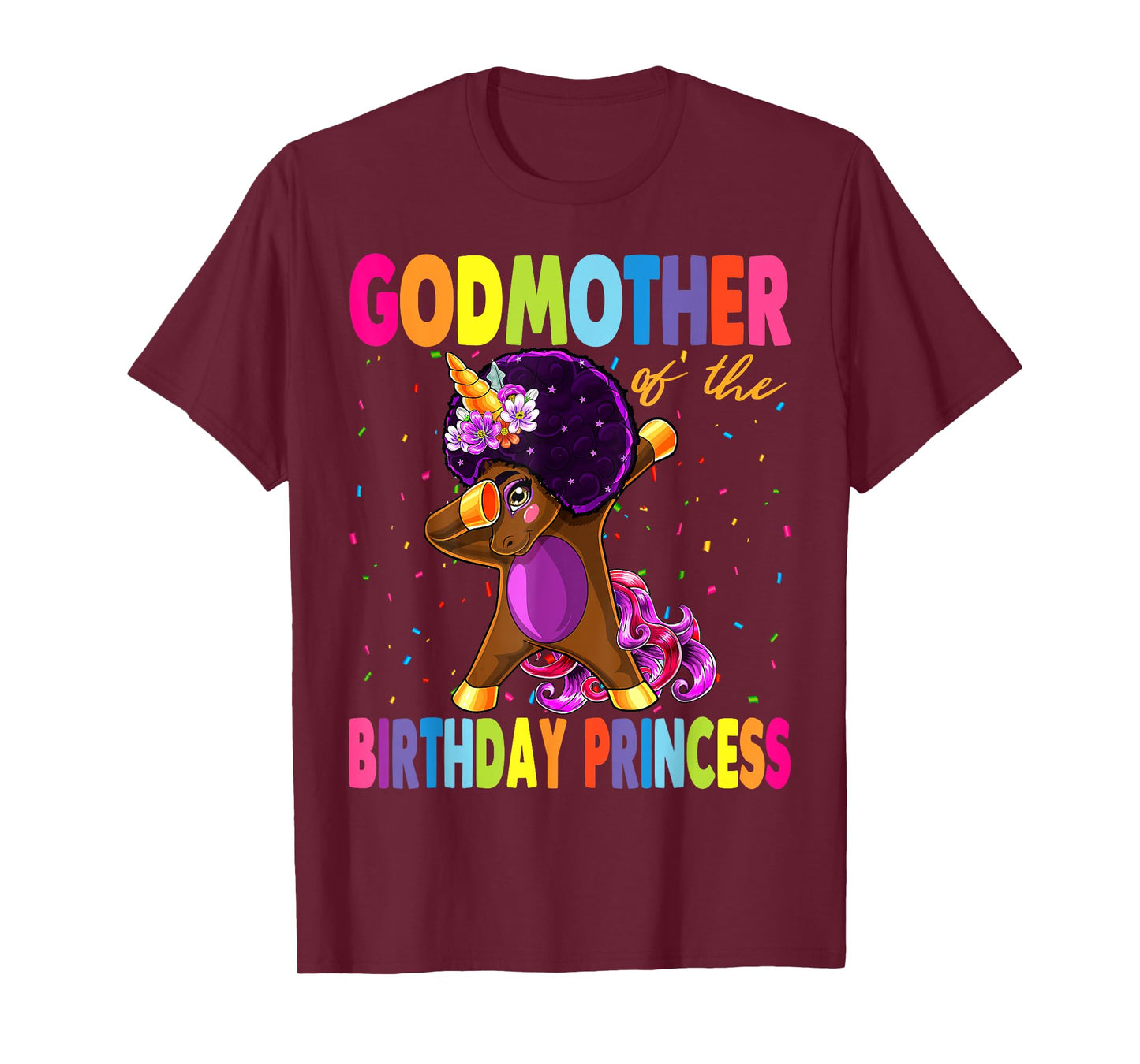 Dabbing Unicorn Afro GodMother of the Birthday Princess T-Shirt
