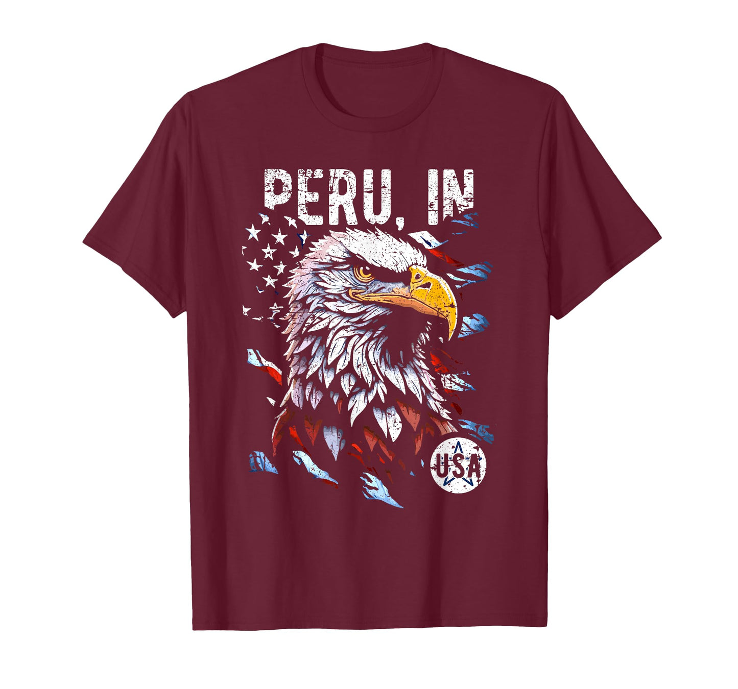 Peru IN USA Patriotic Eagle USA Flag Design T-Shirt