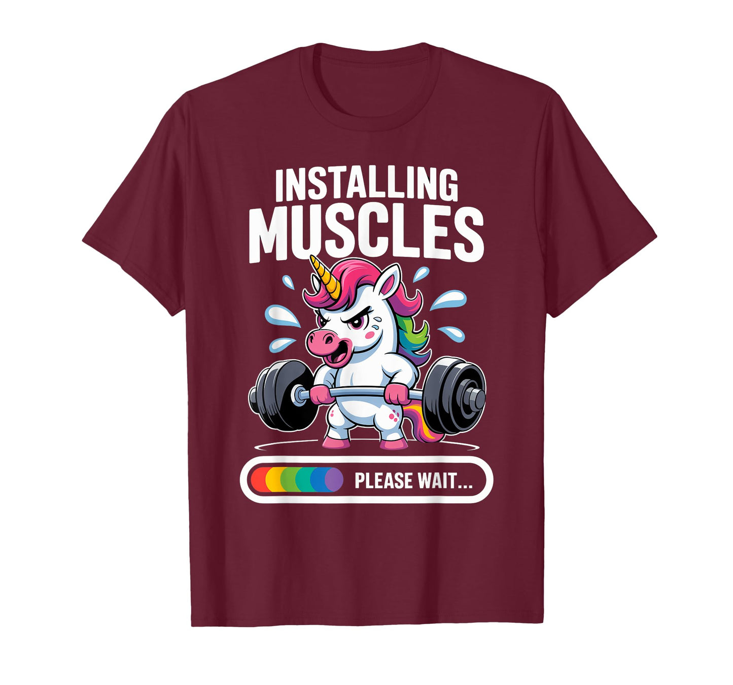 Funny Cute Unicorn Workout Gym Fitness Weightlifting T-Shirt