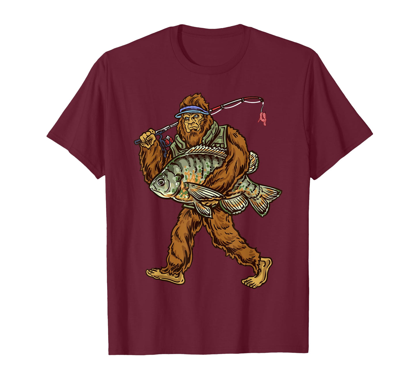 Northern Outdoors Bluegill Collection Black Fishing T-Shirt, Unisex-Adults, Short Sleeve, Small, Crew Neck, Classic Fit, Modern, Cartoon Bigfoot Pattern, All Seasons