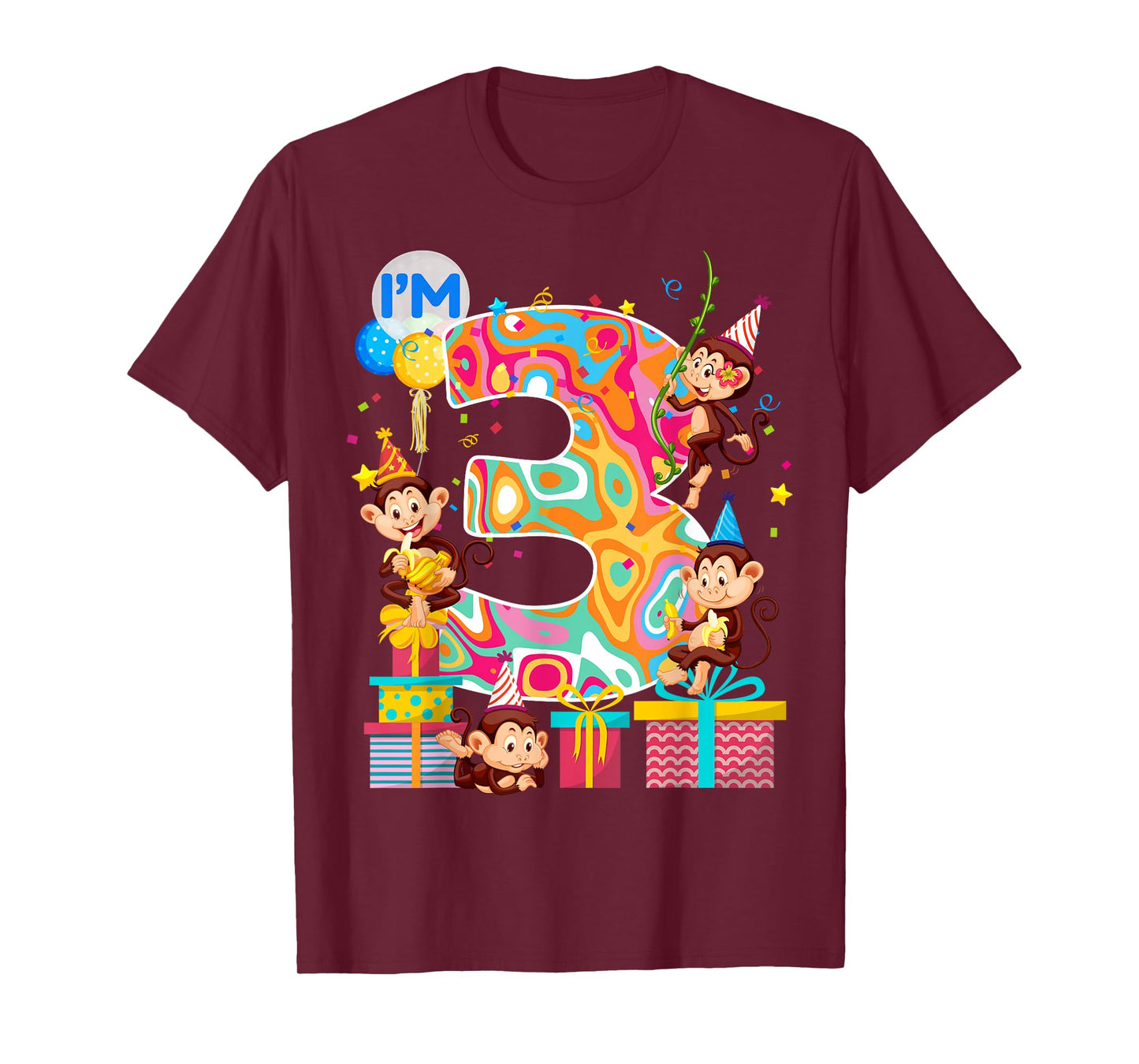 3rd B-Day Monkey Birthday Zoo Animal 3 Year Old Funny T-Shirt