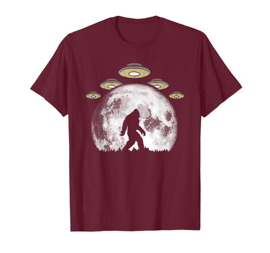 Bigfoot and UFO Armada & Full Moon T-Shirt