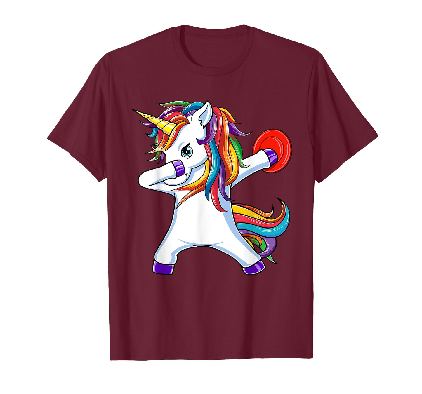 Dabbing Unicorn Funny Flying Disc Golf Player T-Shirt