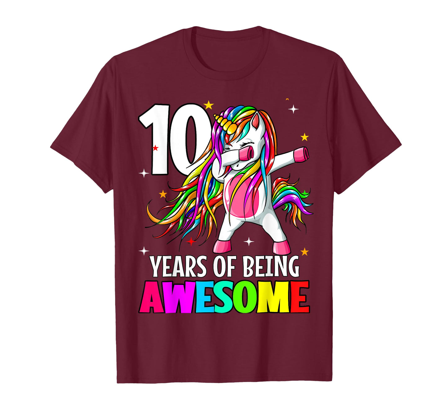 10th Birthday Dabbing Unicorn Party Gift 10 Years Old Girls T-Shirt