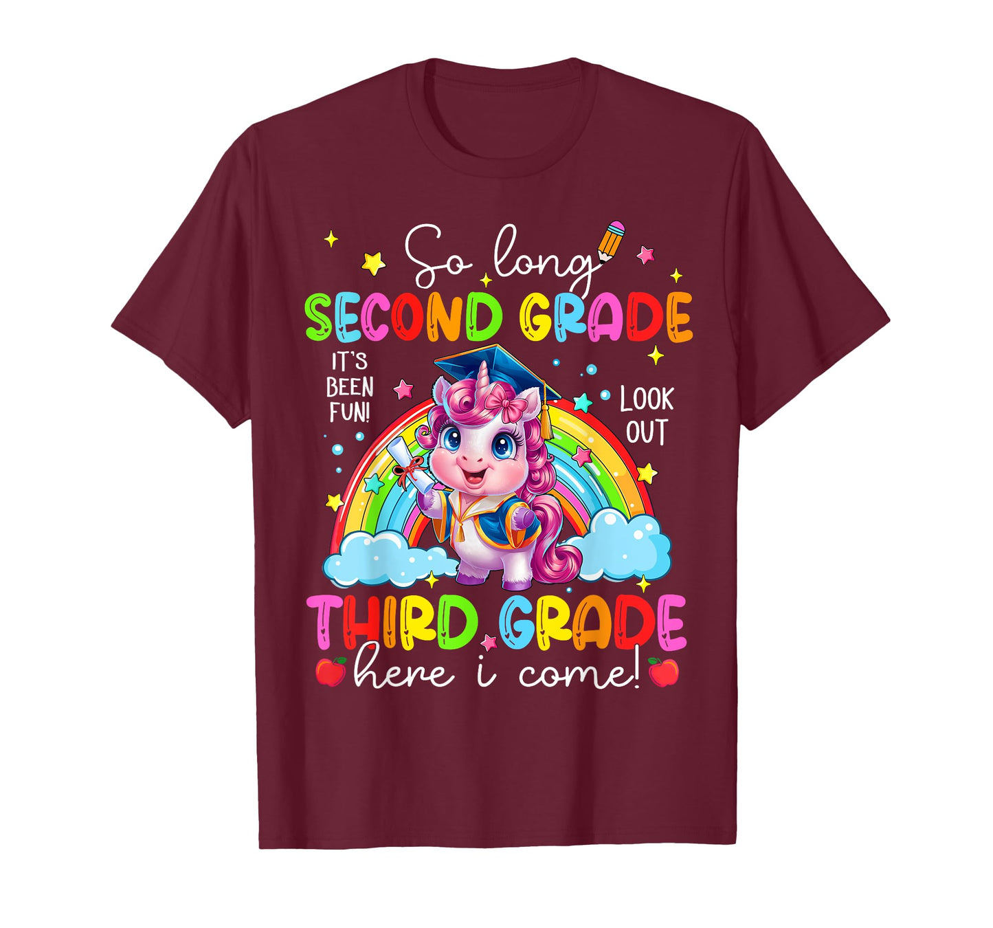 Look Out Third Grade Here I Come Unicorn Last Day Of School T-Shirt
