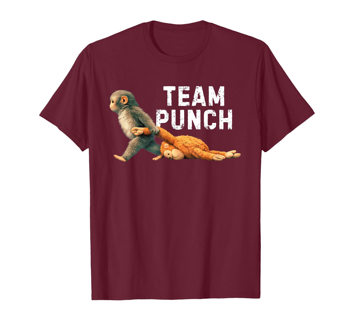 Team Punch Baby Monkey Punch Trend Meme Graphic T-Shirt - T-Shirt | Maroon