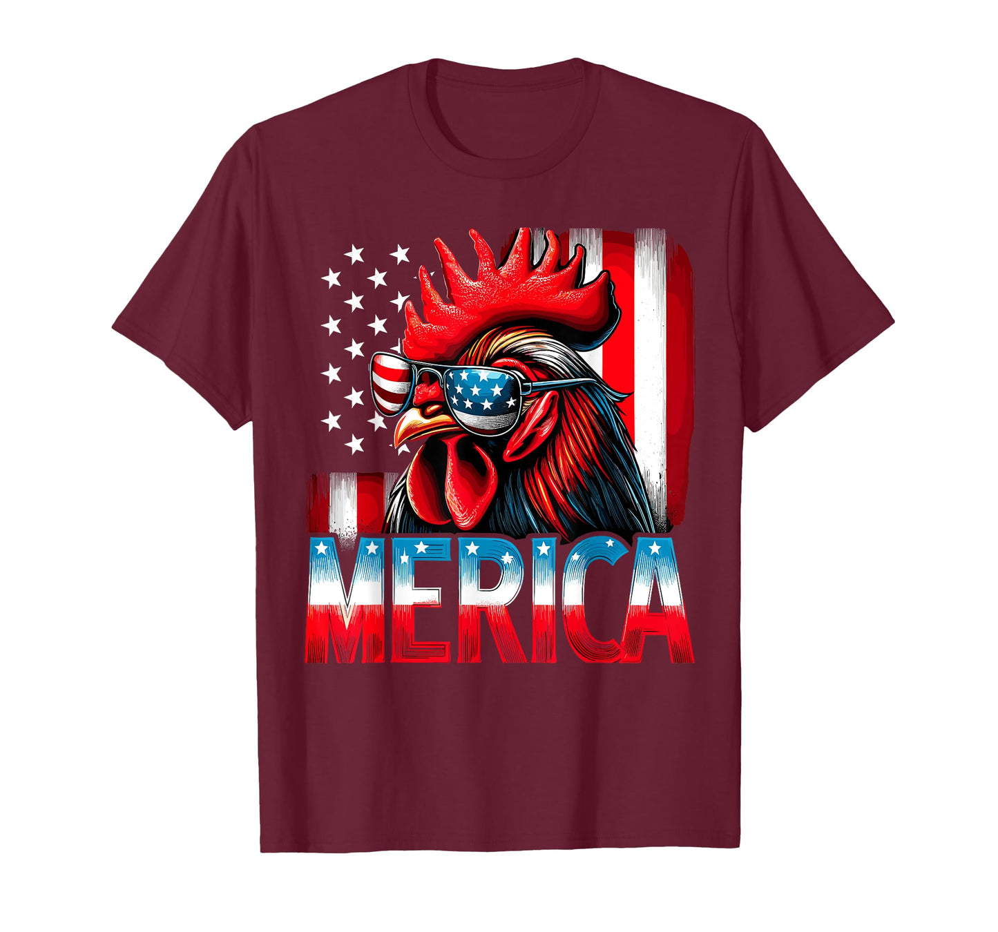 Patriotic Chicken USA Flag Merica Chicken 4th of July Women Kids Men T-Shirt