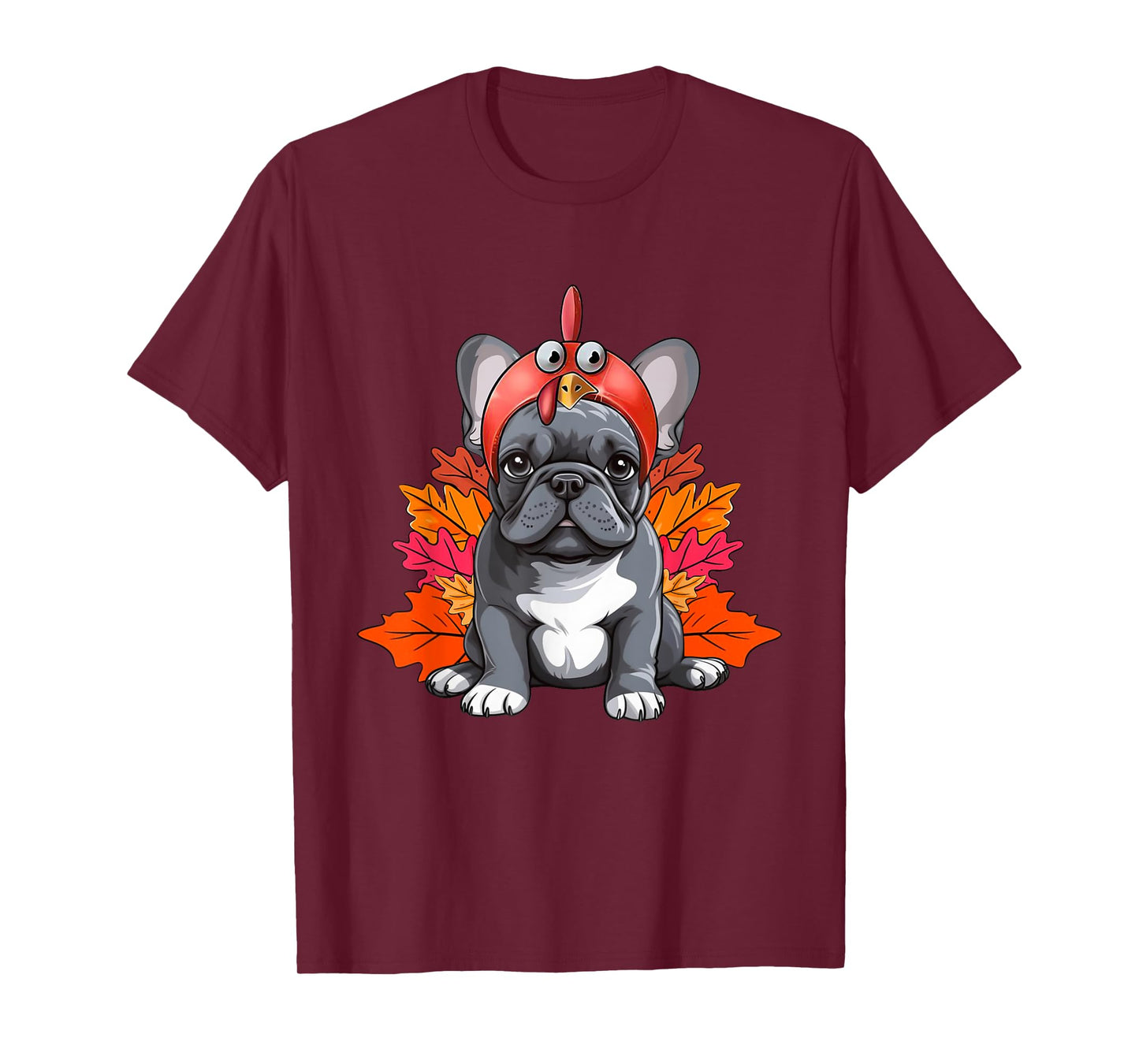 Turkey French Bulldog Fall Autumn Leaf Funny Thanksgiving T-Shirt