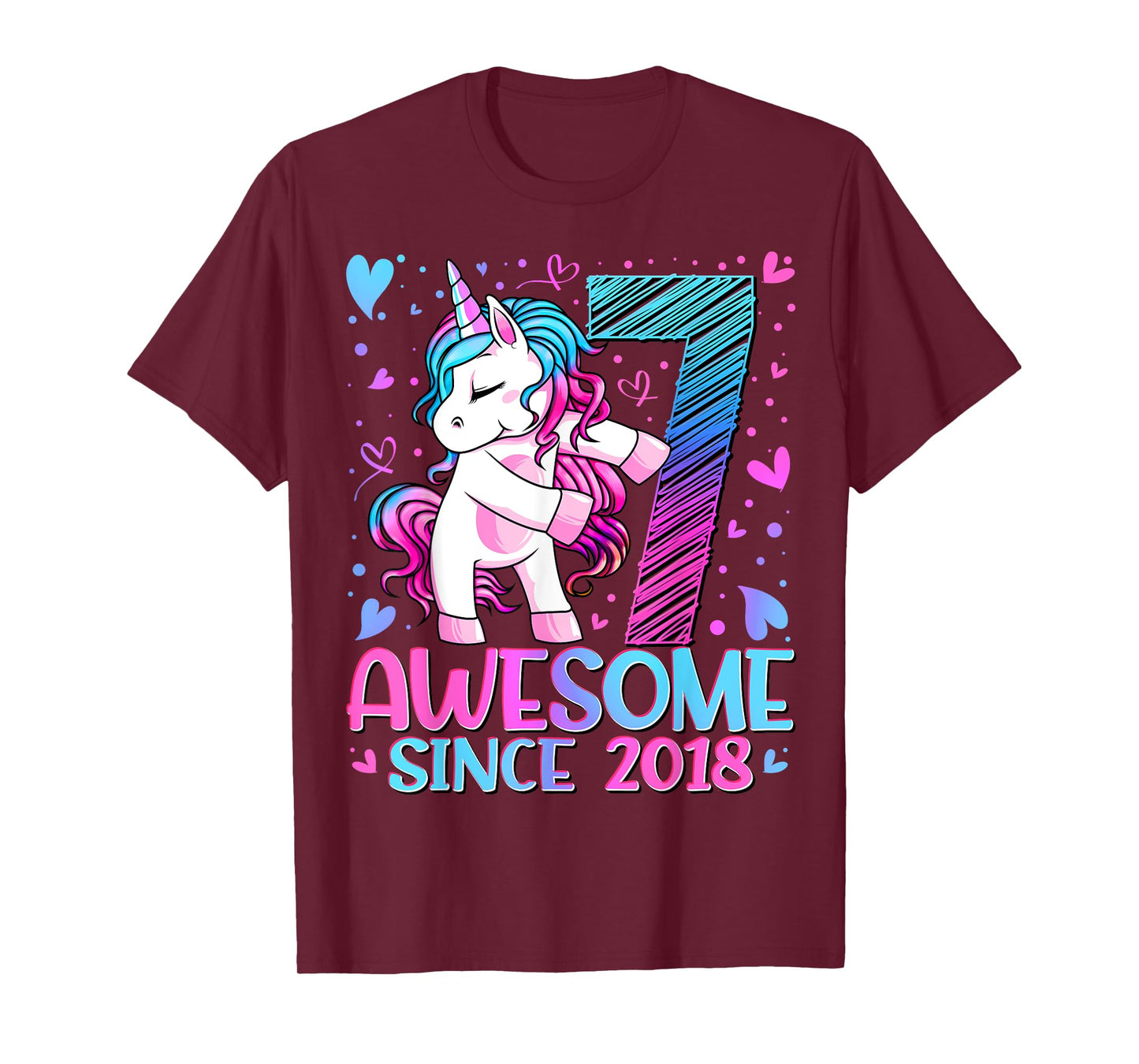 7 Year Old Unicorn Gifts For Girls 7th Birthday Girl Party T-Shirt