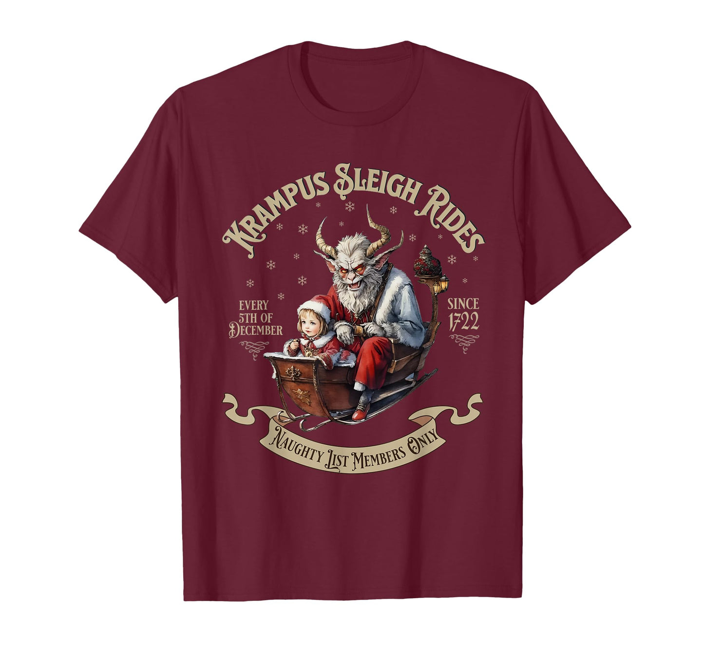 Funny Vintage Krampus Sleigh Rides Spooky Christmas Season T-Shirt