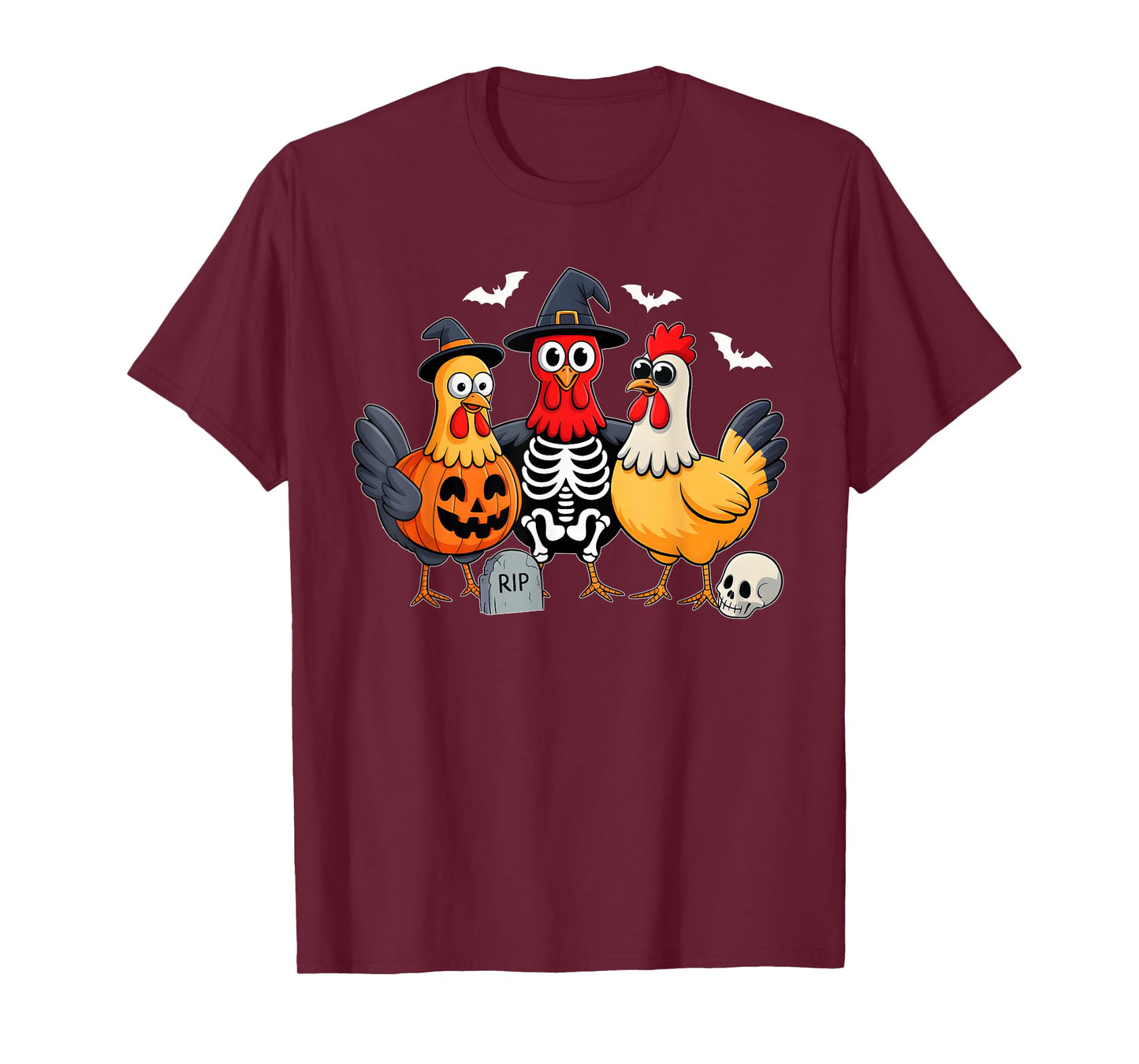 Halloween Chicken Witch Skeleton Pumpkin Men Women Farmer T-Shirt