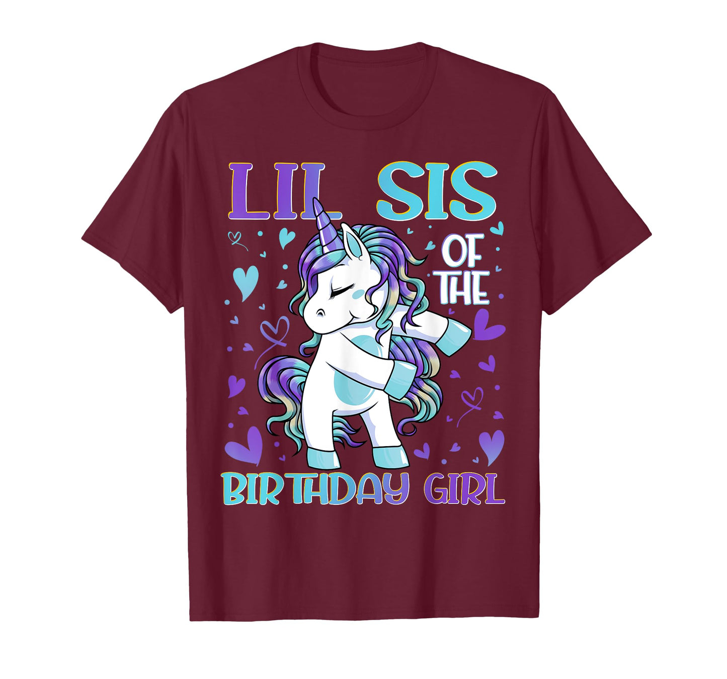 Lil Sis of the Birthday Girl Flossing Unicorn Little Sister T-Shirt