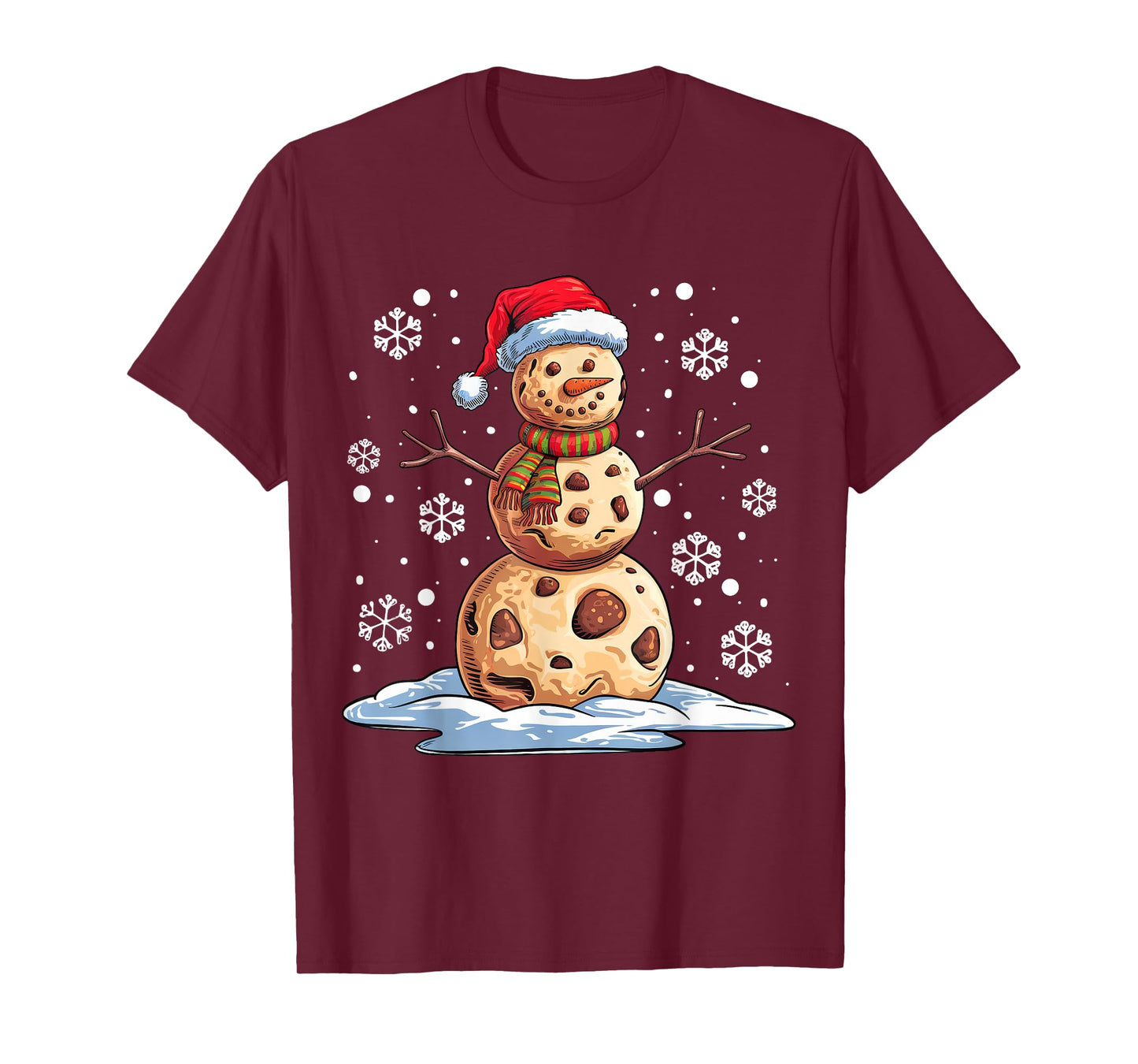 Chocolate Chip Cookies Snowman Santa Hat Christmas Funny T-Shirt