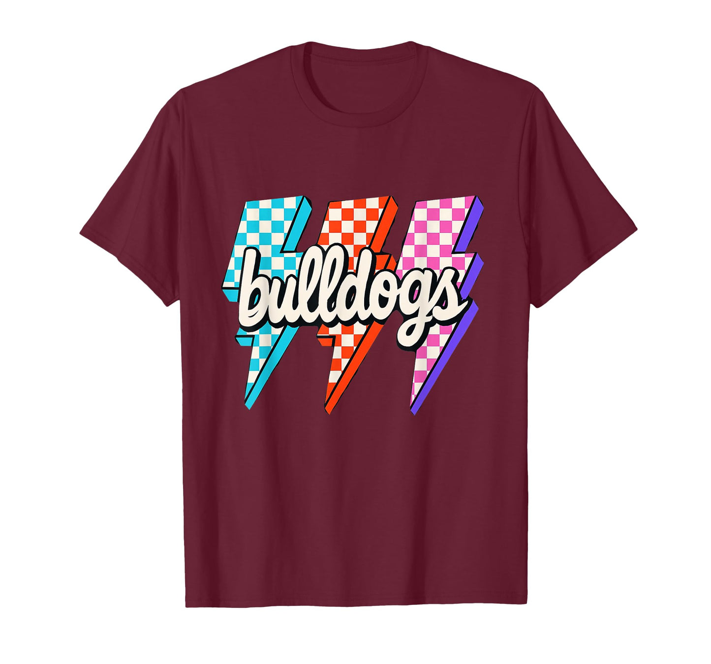 Team Spirit Bulldogs Checkered Mascot Back to School T-Shirt