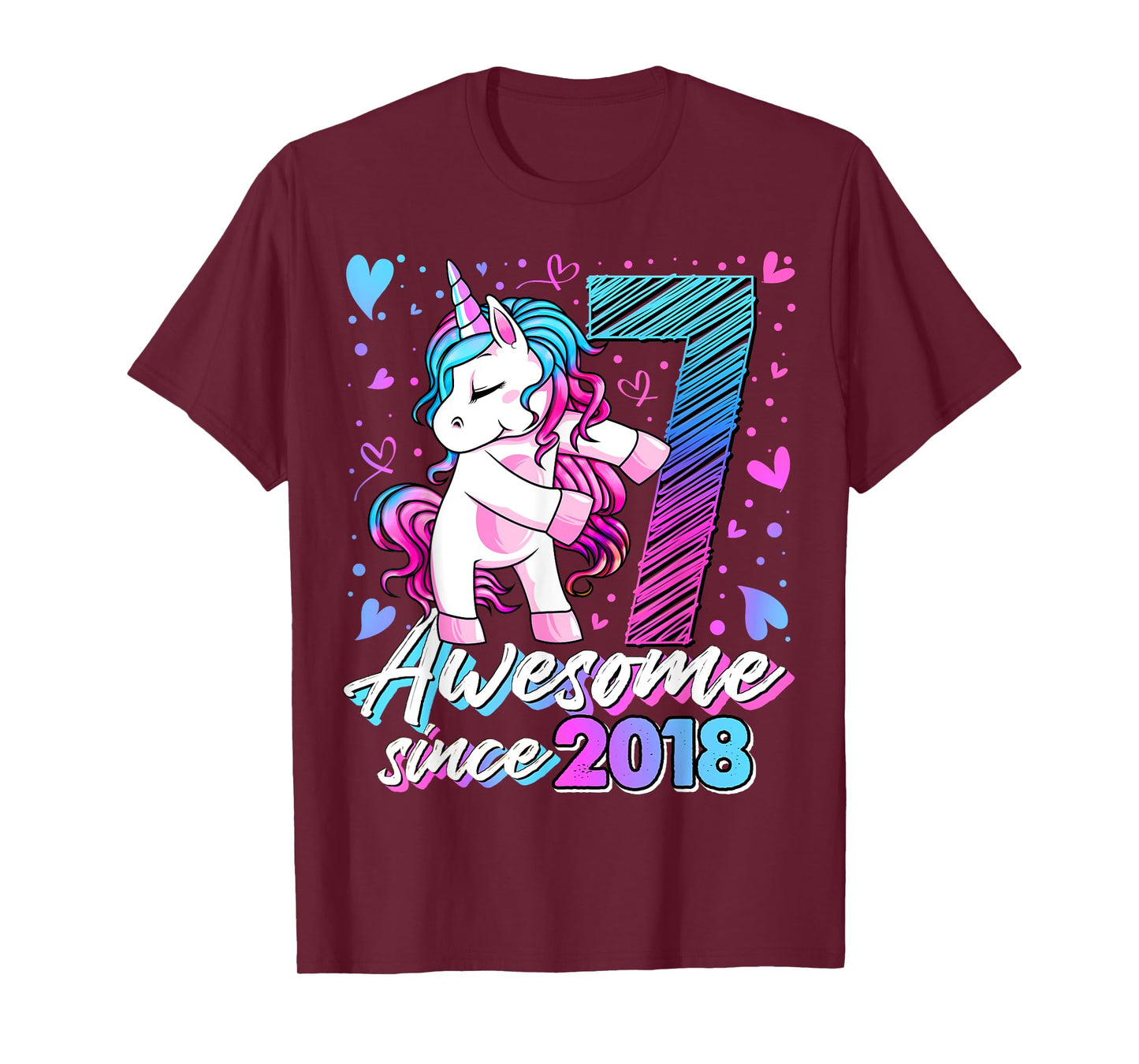 7 Year Old Unicorn Gifts For Girls 7th Birthday Girl Party T-Shirt