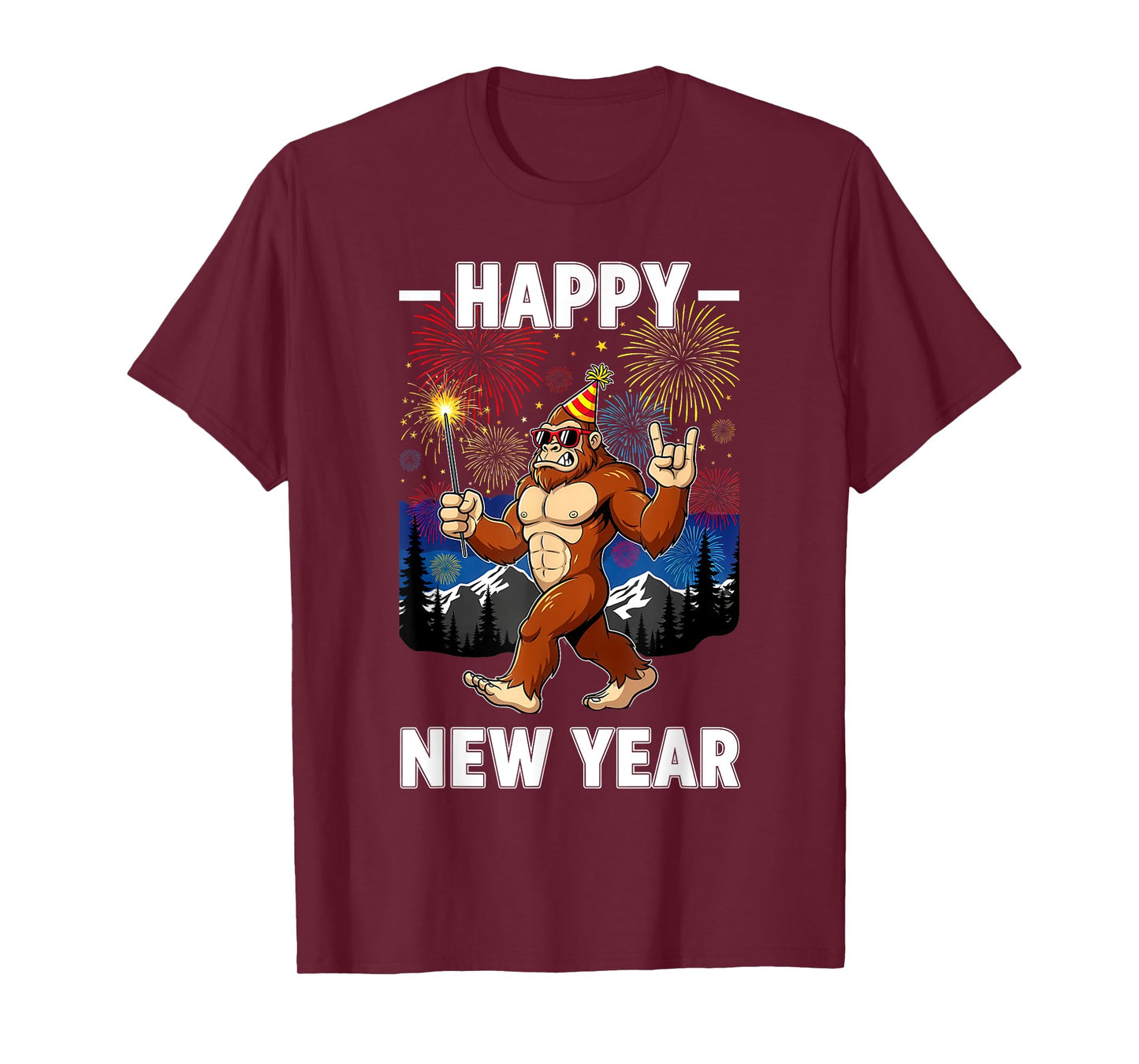 Funny Happy New Year 2026 Bigfoot Lovers New Years Eve Party T-Shirt