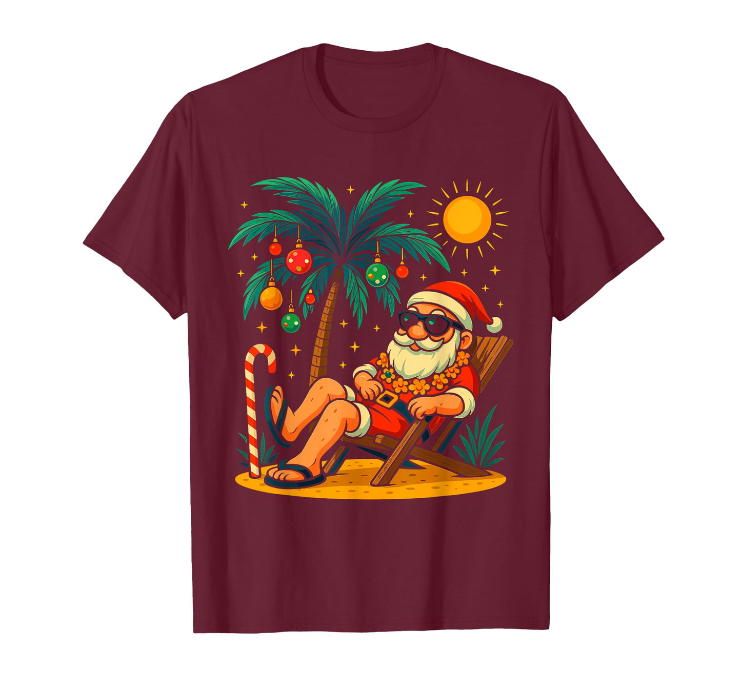 Christmas In July Palm Tree Santa Summer Hawaii Beach Xmas T-Shirt