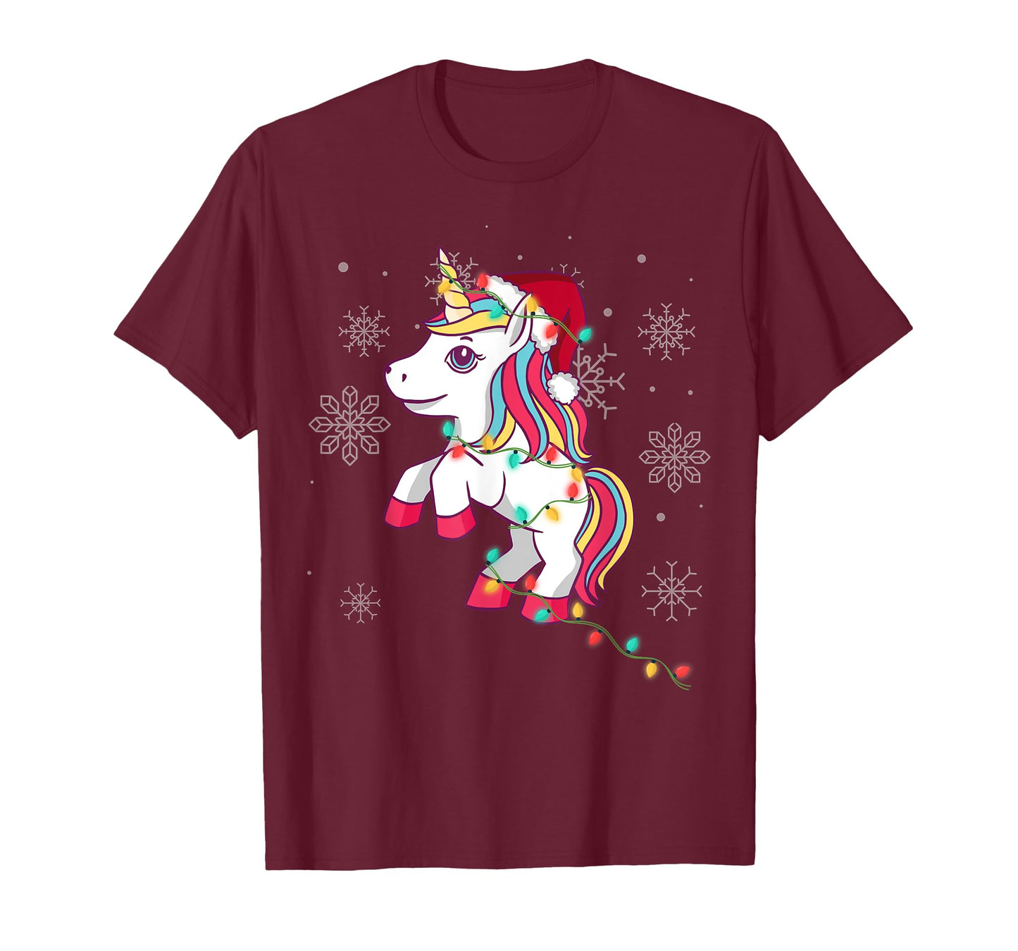 Cute Unicorn Christmas Lights for Girls and Women Christmas T-Shirt