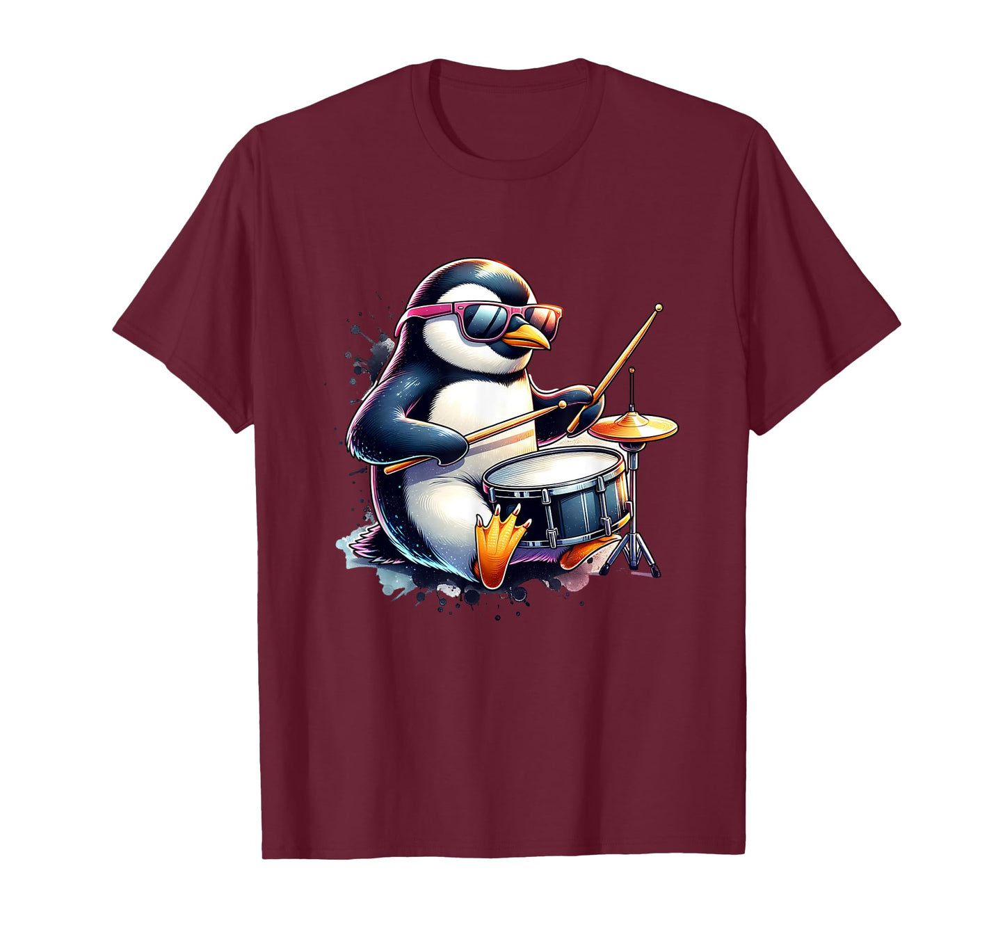 Penguin Drummer Music Rock Band With Drumsticks Playing T-Shirt