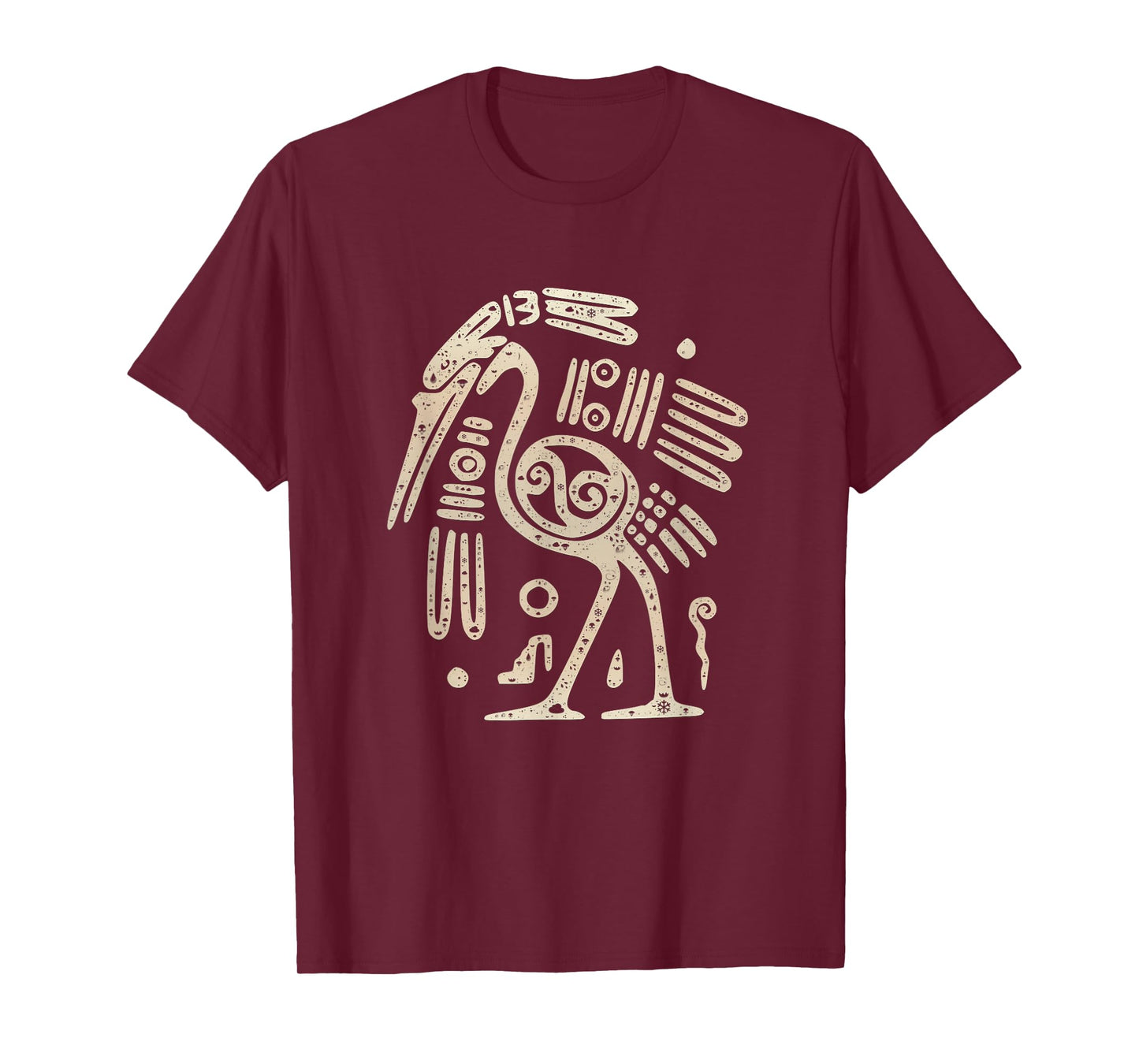 Mayan Indian Heron Crane Ancient Tribal Abstract Bird Style T-Shirt