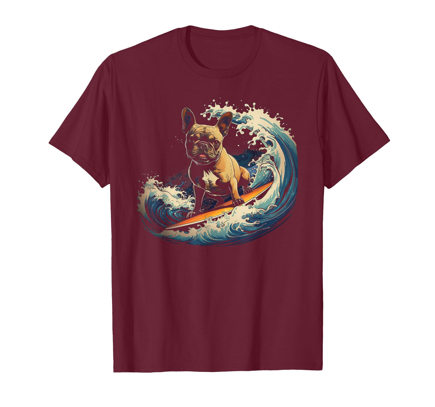 French Bulldog Surfing Funny T-Shirt for Men Women Kids