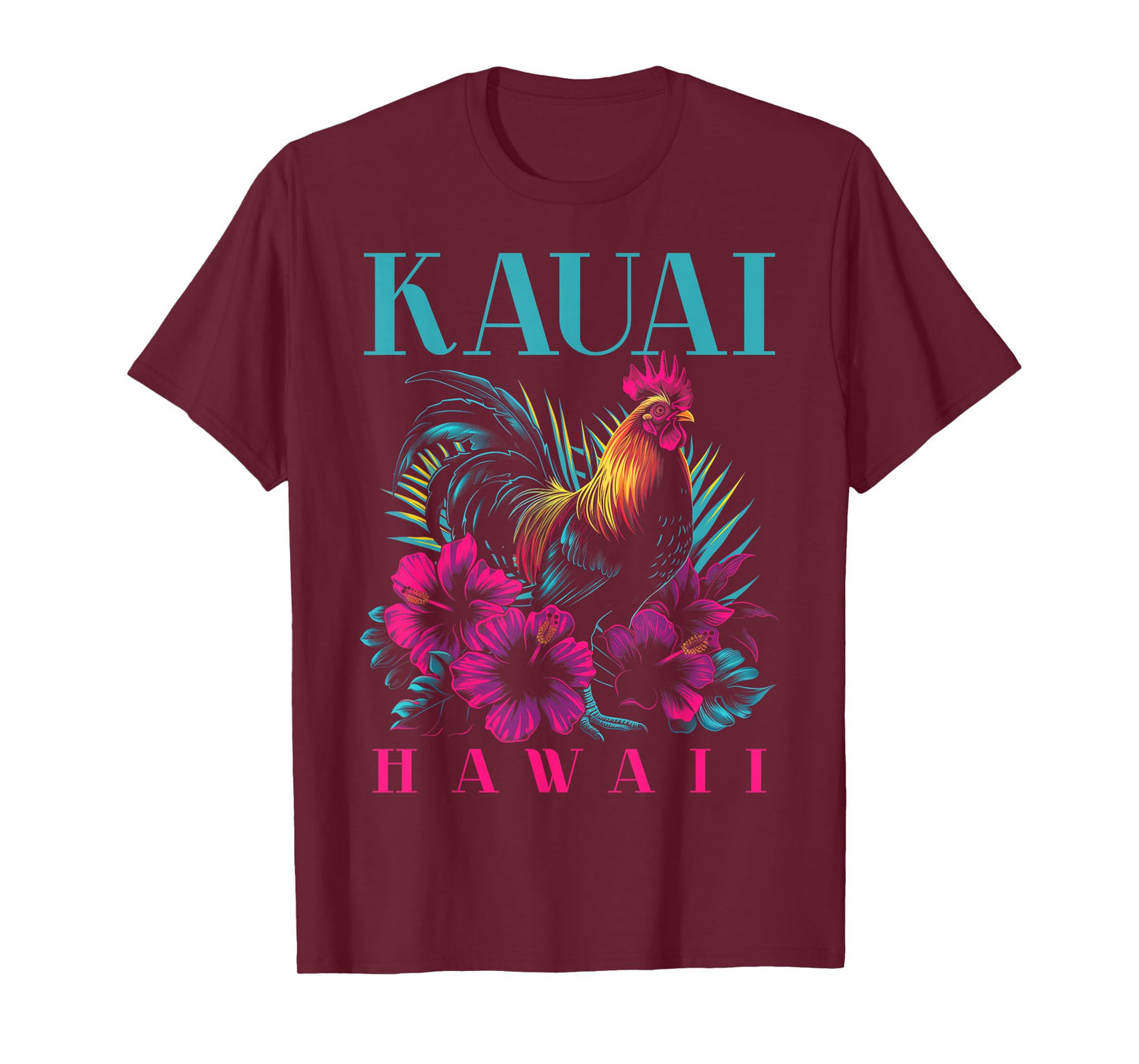Kauai Hawaii Chicken Hawaiian Hibiscus Flowers Vintage T-Shirt