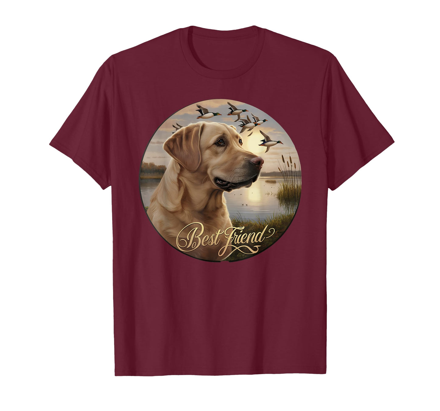 Best Friend hunting Yellow Labrador dog with ducks and geese Men Women T-Shirt