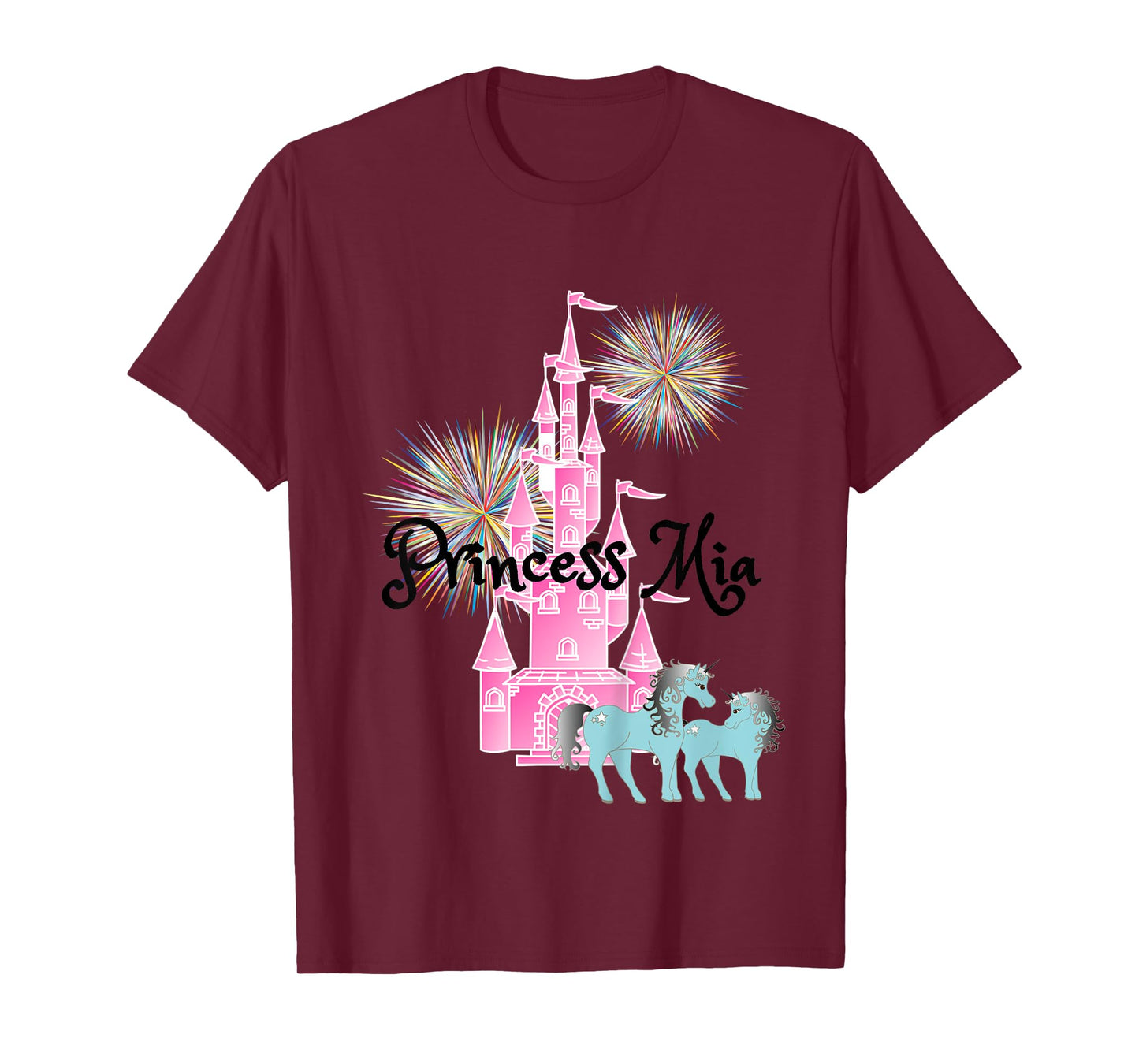 Kids Princess Mia Name Girls Personalized Custom T-Shirt