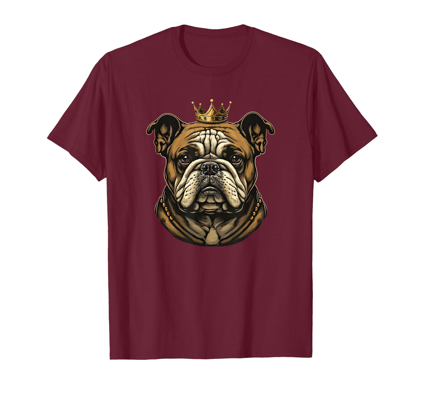Funny Bulldog Dog With Golden Crown T-Shirt for Men Women Girls Kids